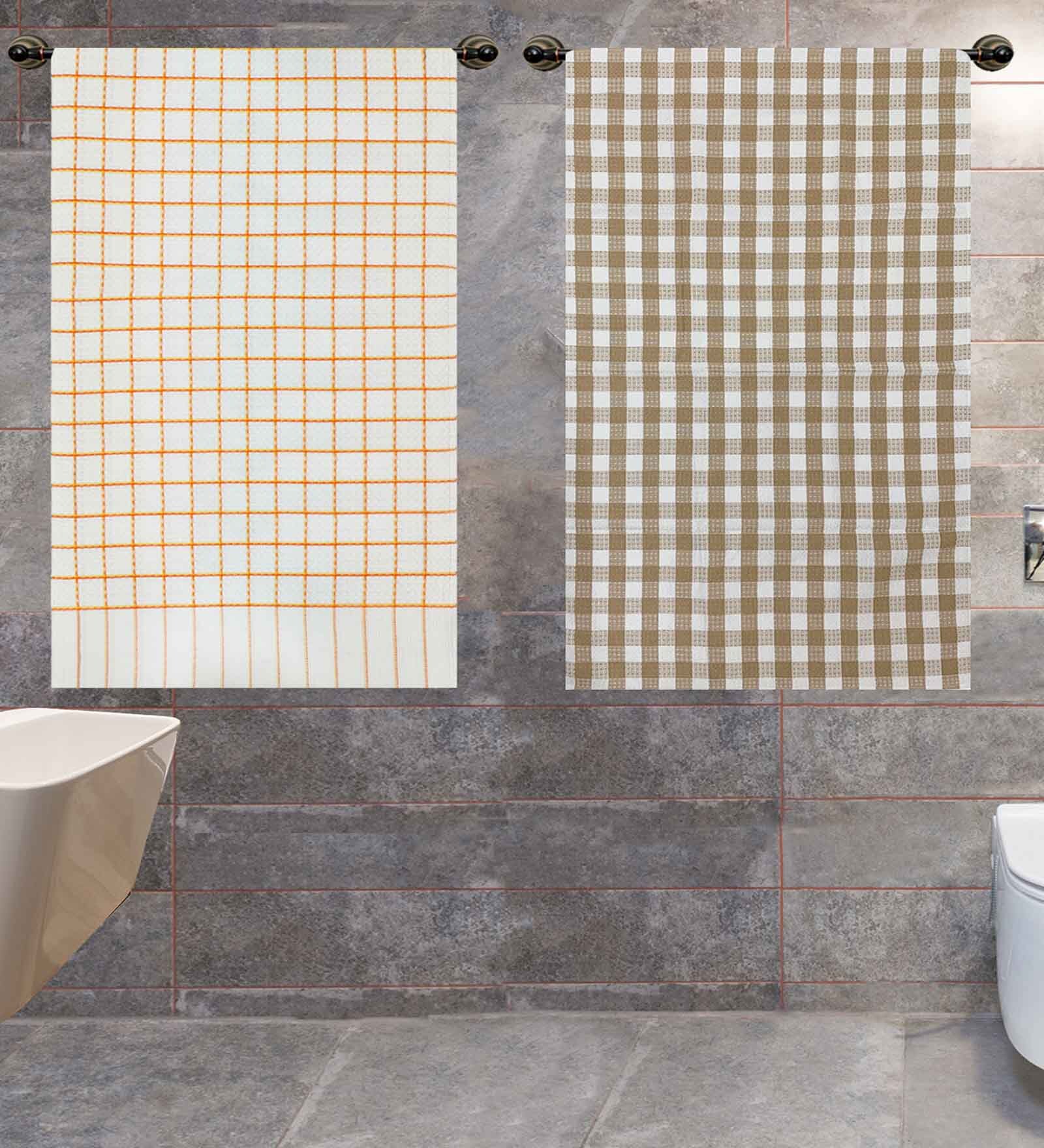 Multicolor 100% Cotton Patterned 220 GSM Bath Towels (set of 2)