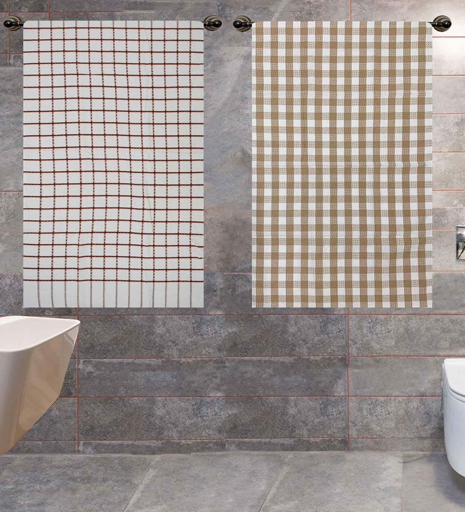 Multicolor 100% Cotton Patterned 220 GSM Bath Towels (set of 2)