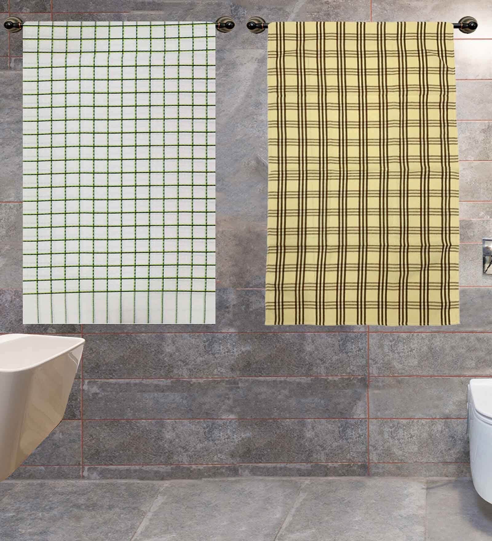 Multicolor 100% Cotton Patterned 220 GSM Bath Towels (set of 2)