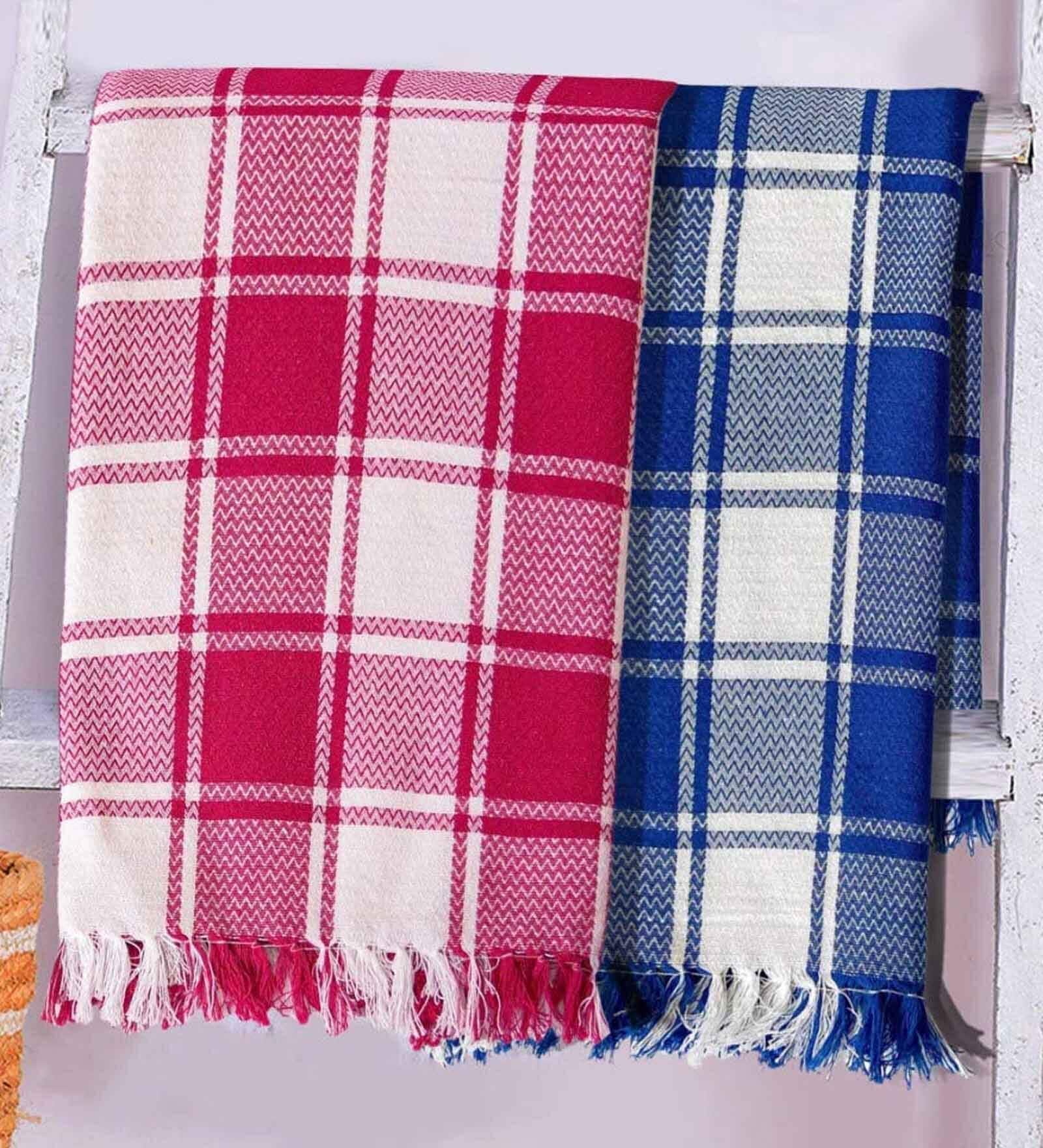 Multicolor 100% Cotton Patterned 200 GSM Bath Towels (Set of 2)