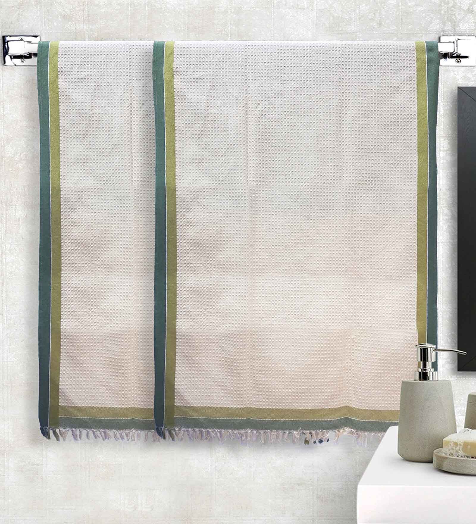 Multicolor 100% Cotton Solid 220 GSM Towels (Set of 2)