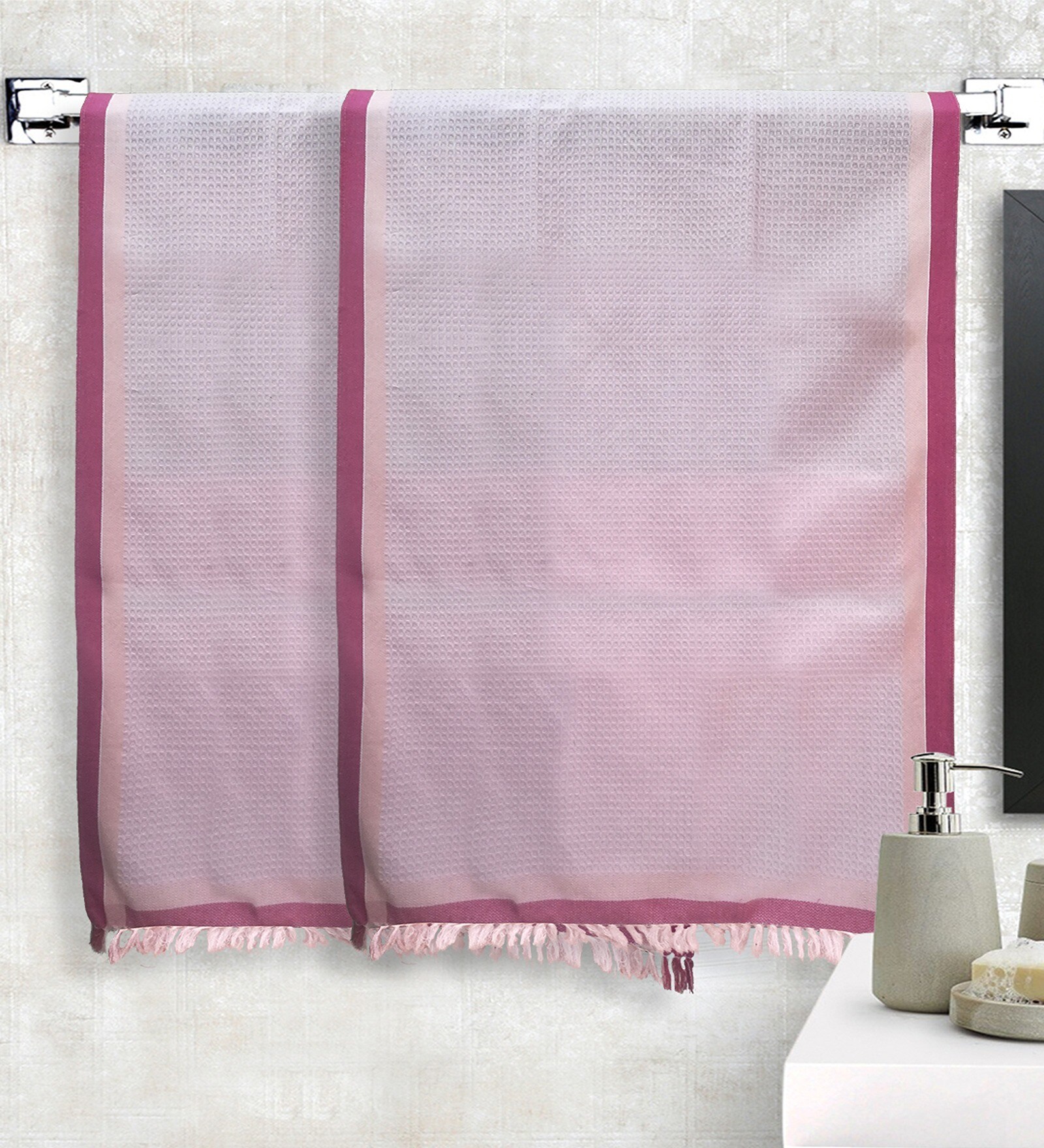 Multicolor 100% Cotton Solid 220 GSM Towels (Set of 2)