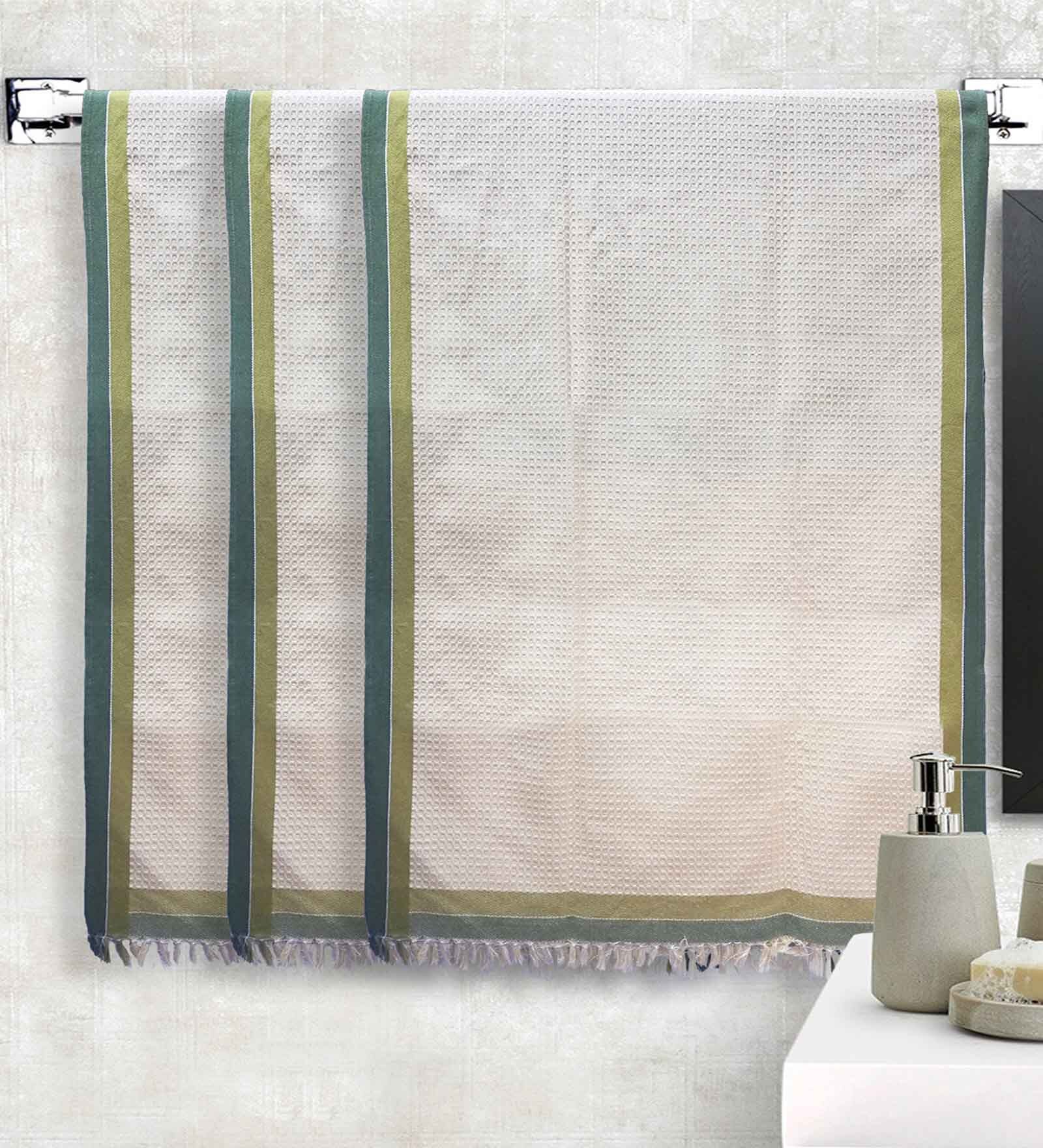 Multicolor 100% Cotton Solid 220 GSM Towels (set of 3)