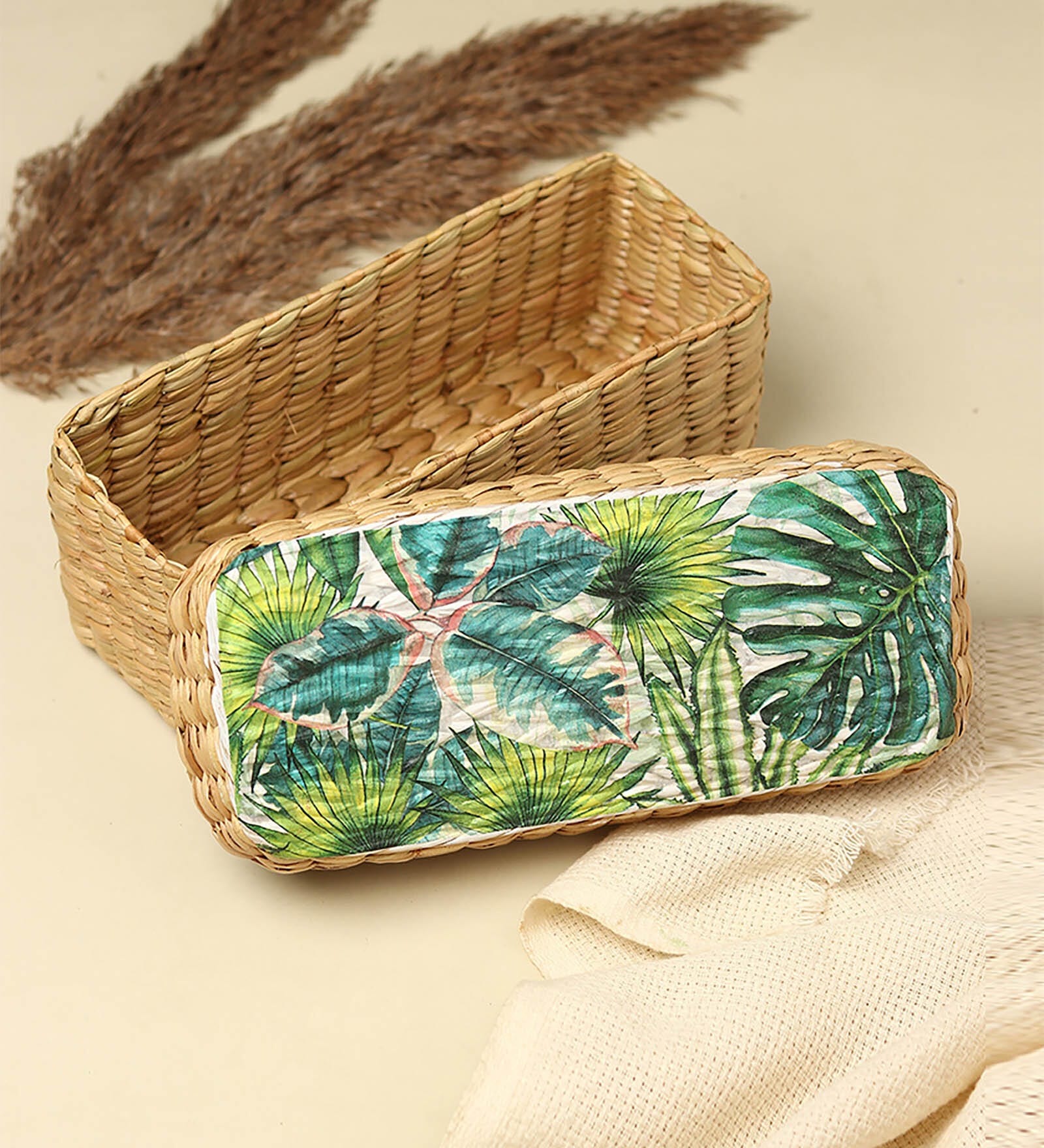 Green Seagrass Solid 10.24 x 4.72 Inches Storage Basket