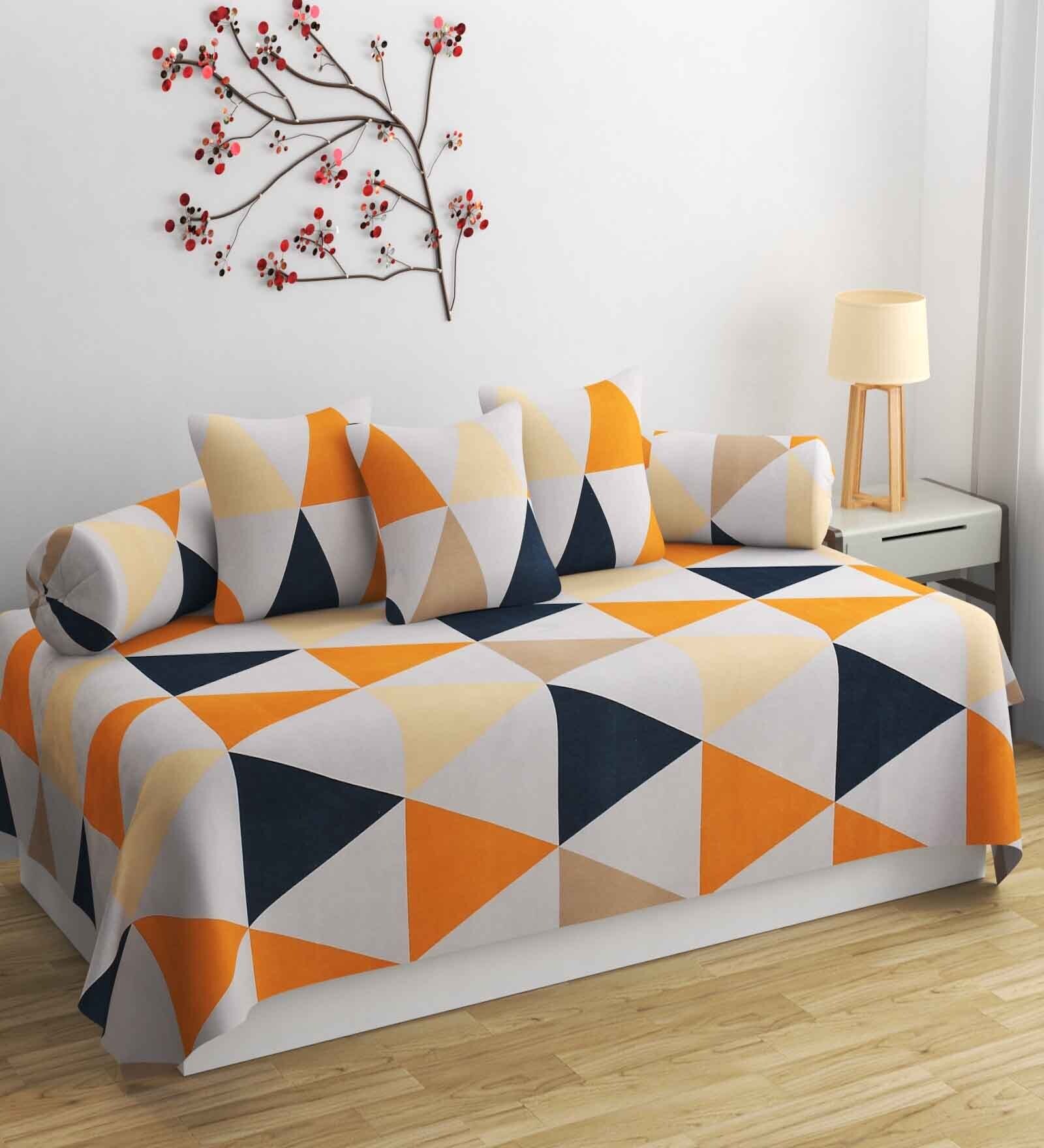 Buy Multicolor 200 TC Cotton Blend 6 Pcs Diwan Set at 40 OFF by