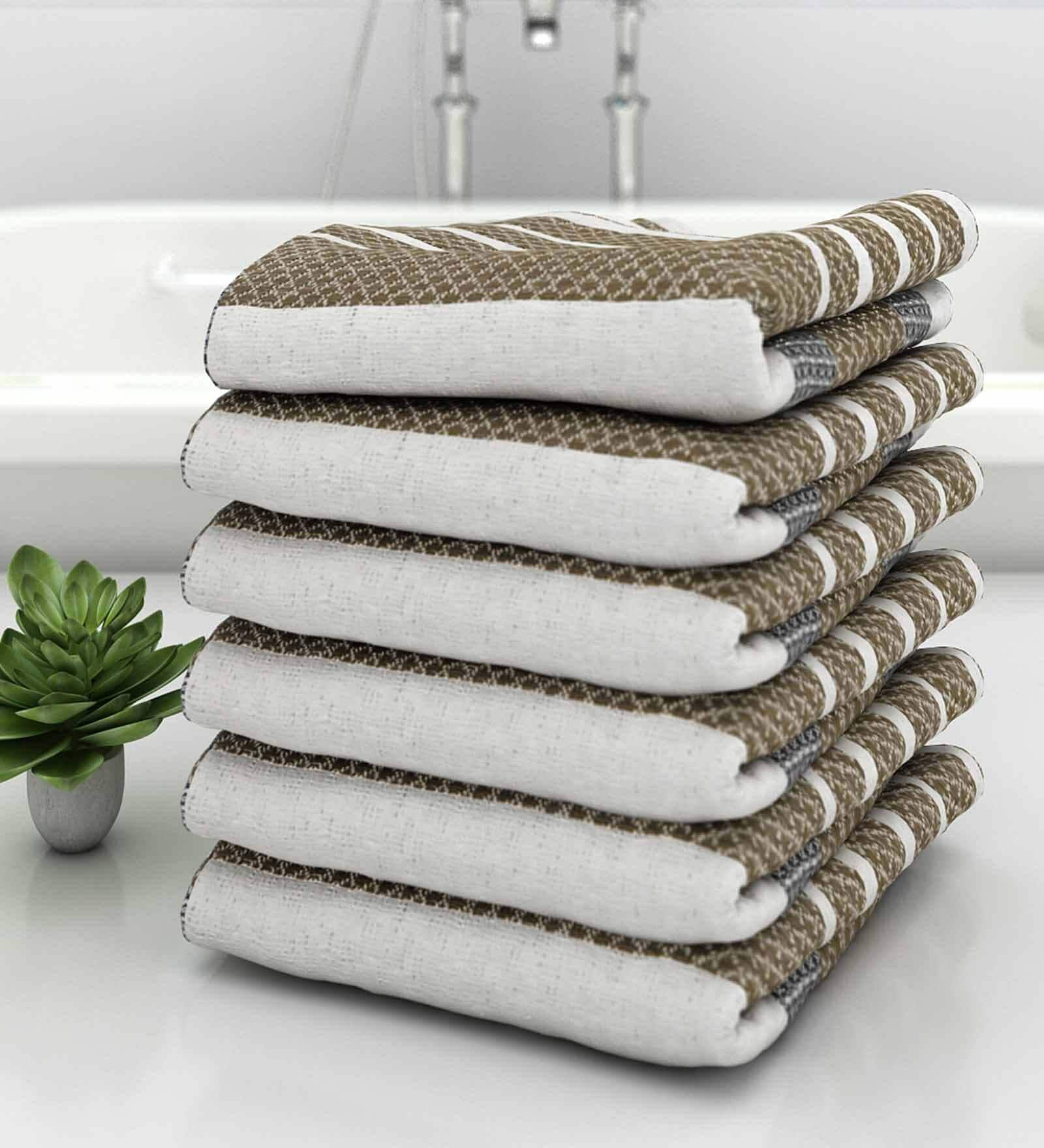 Grey Diamond Flower  210 GSM 100% Cotton Bath Towel (Set of 6)