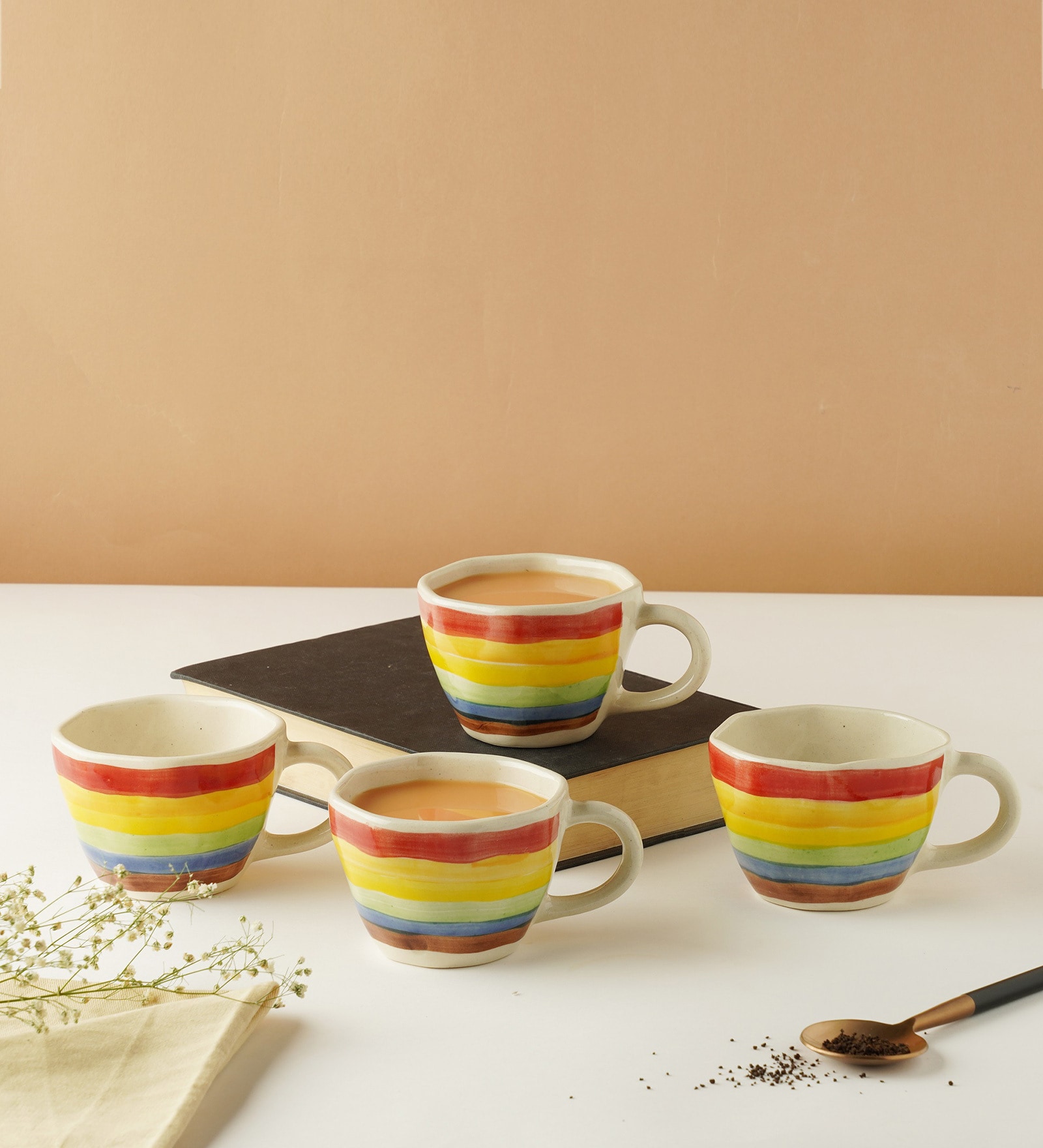 Solstice 210ml Multicolor Ceramic (Set of 4) Tea Cup