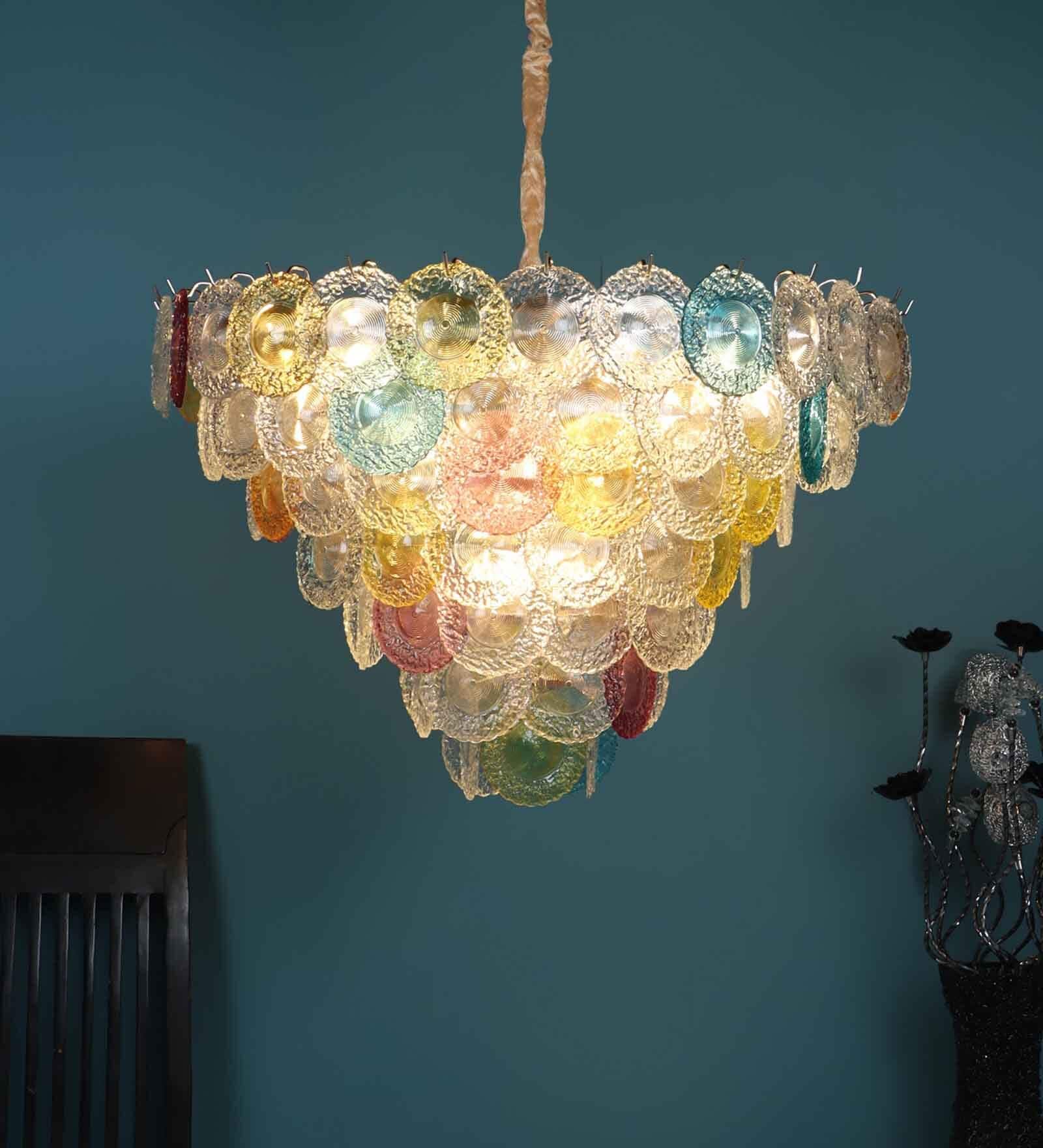 Multicolor Metal & Glass Empire Chandelier