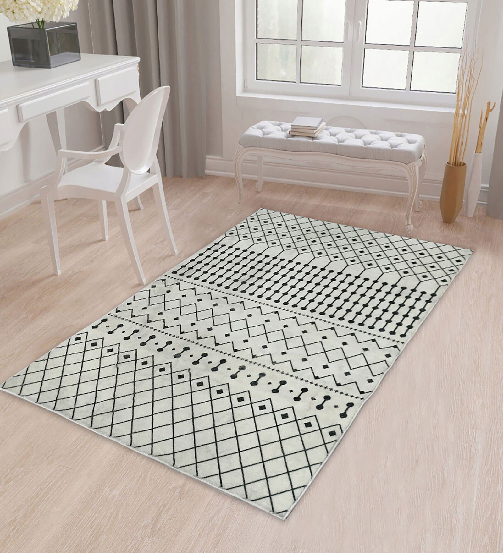 multicolor Abstract 4 ft x 6 ft Machine Made Carpet