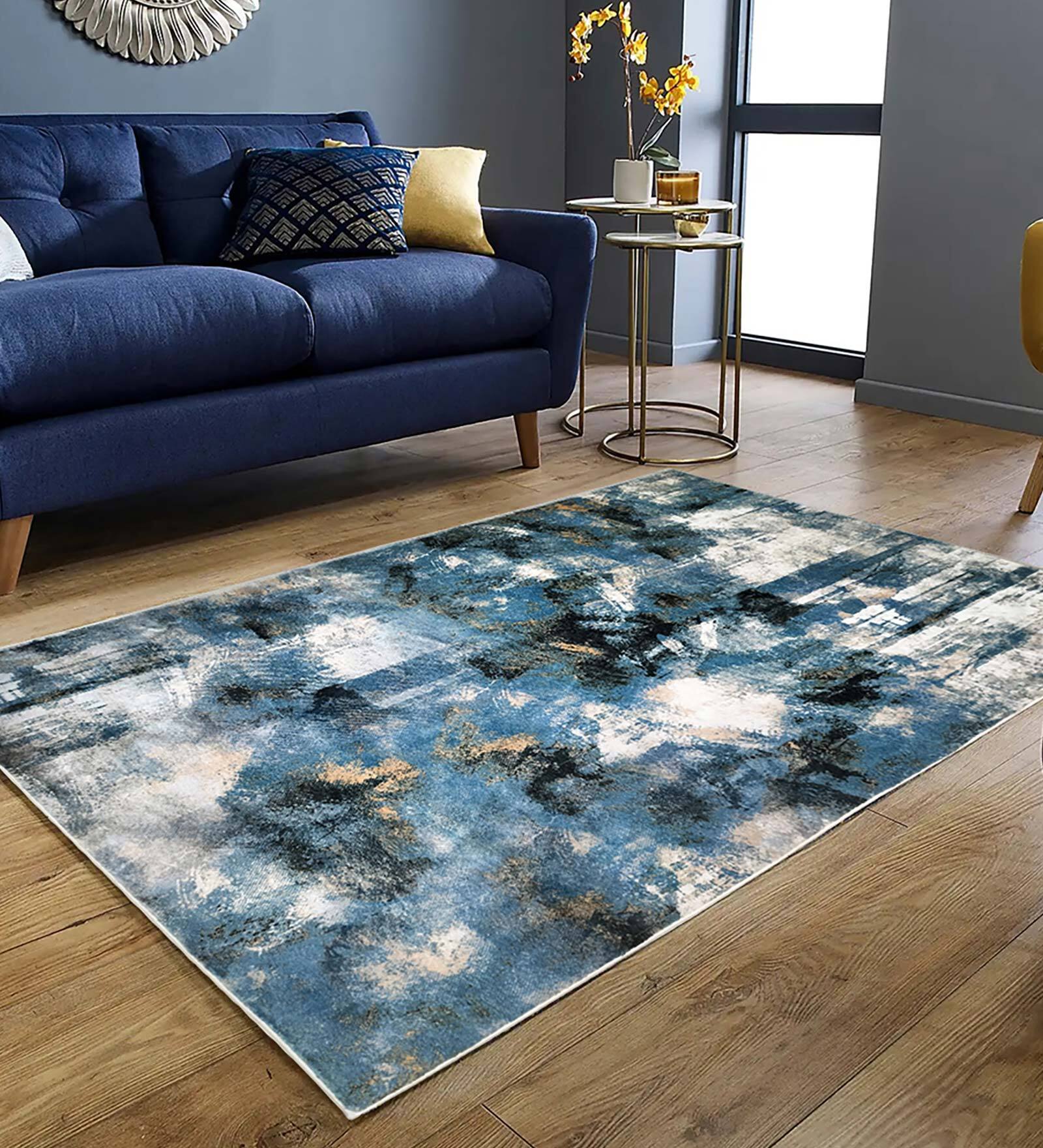 multicolor Abstract 4 ft x 6 ft Machine Made Carpet