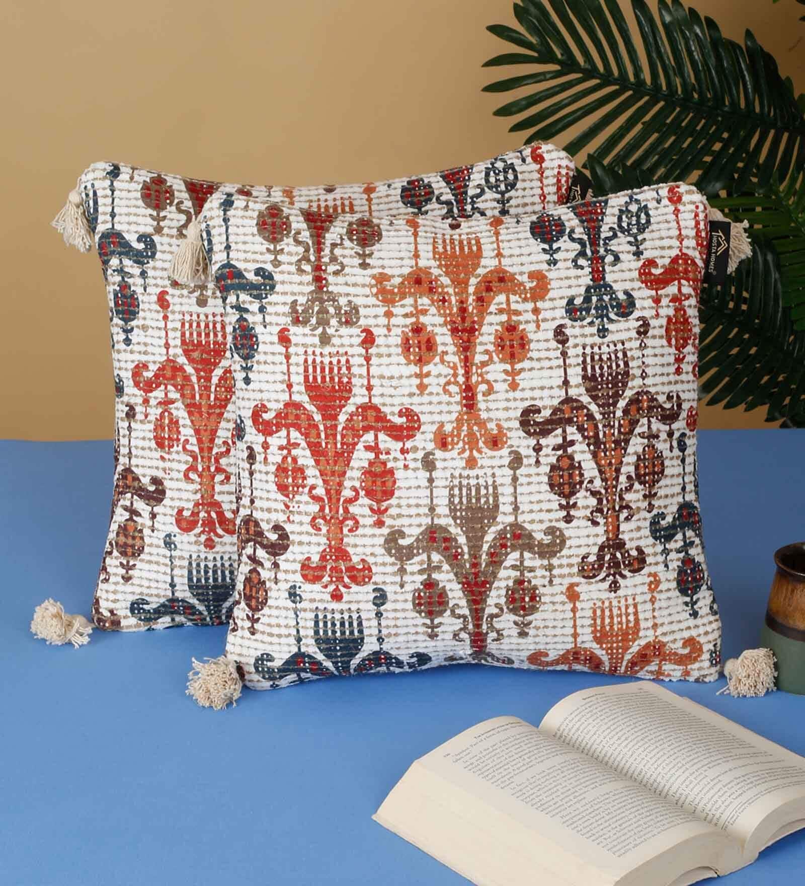 Multicolor Abstract Abstract 16x16 inches Cushion Covers (Pack of 2)