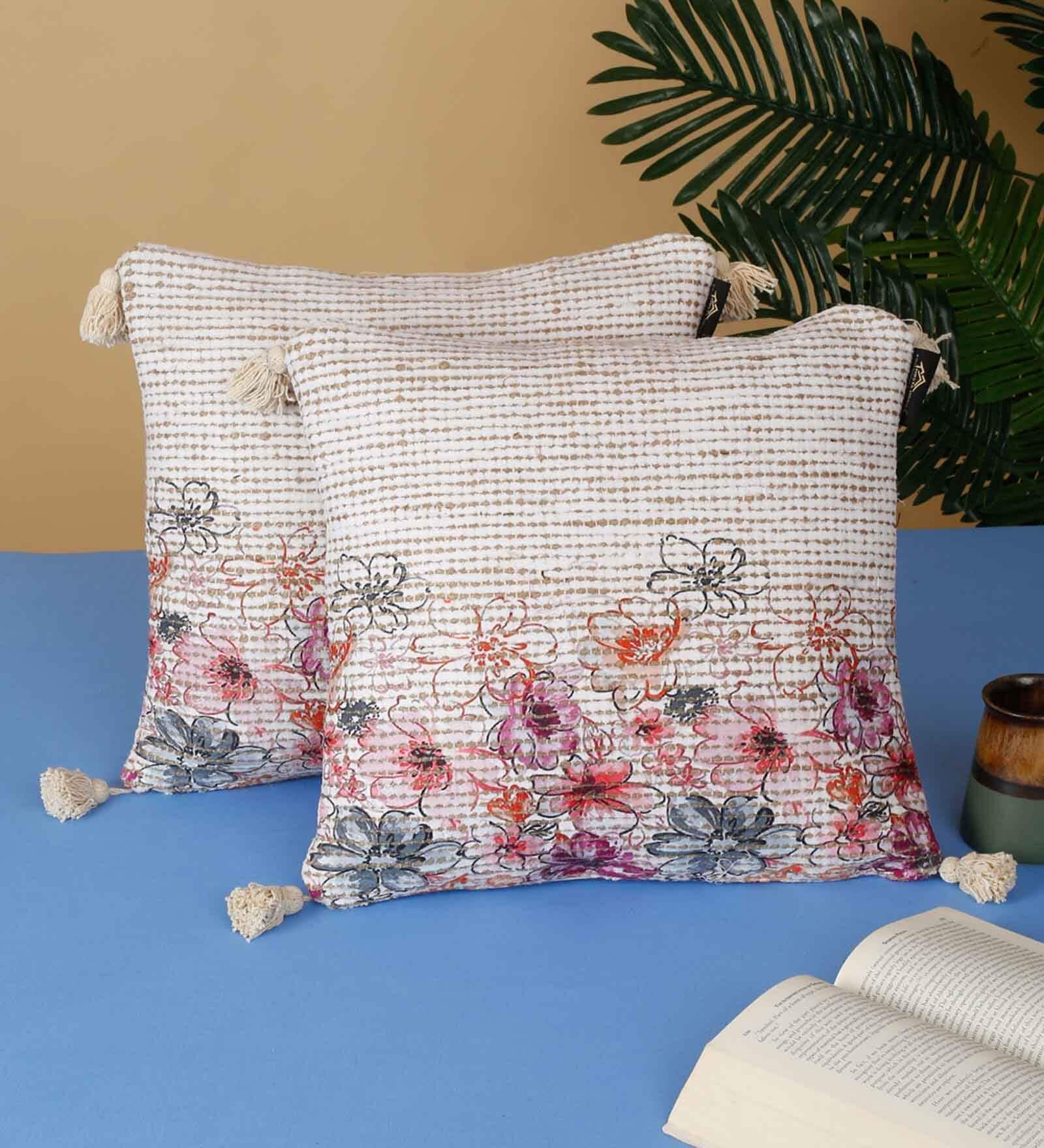 Multicolor Abstract Abstract 16x16 inches Cushion Covers (Pack of 2)