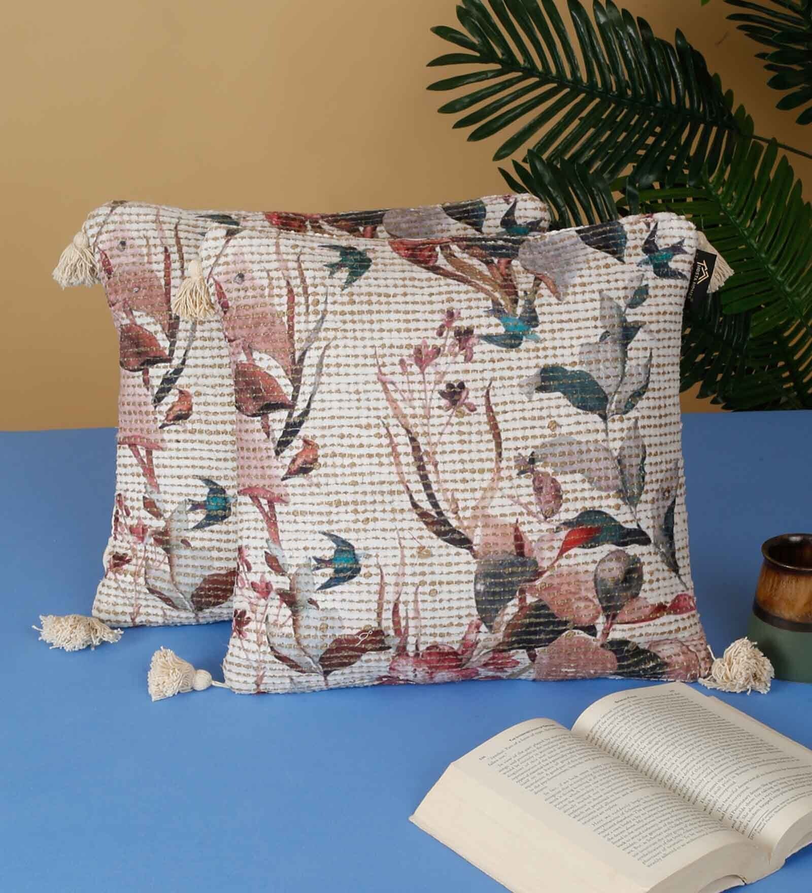 Multicolor Abstract Abstract 16x16 inches Cushion Covers (Pack of 2)