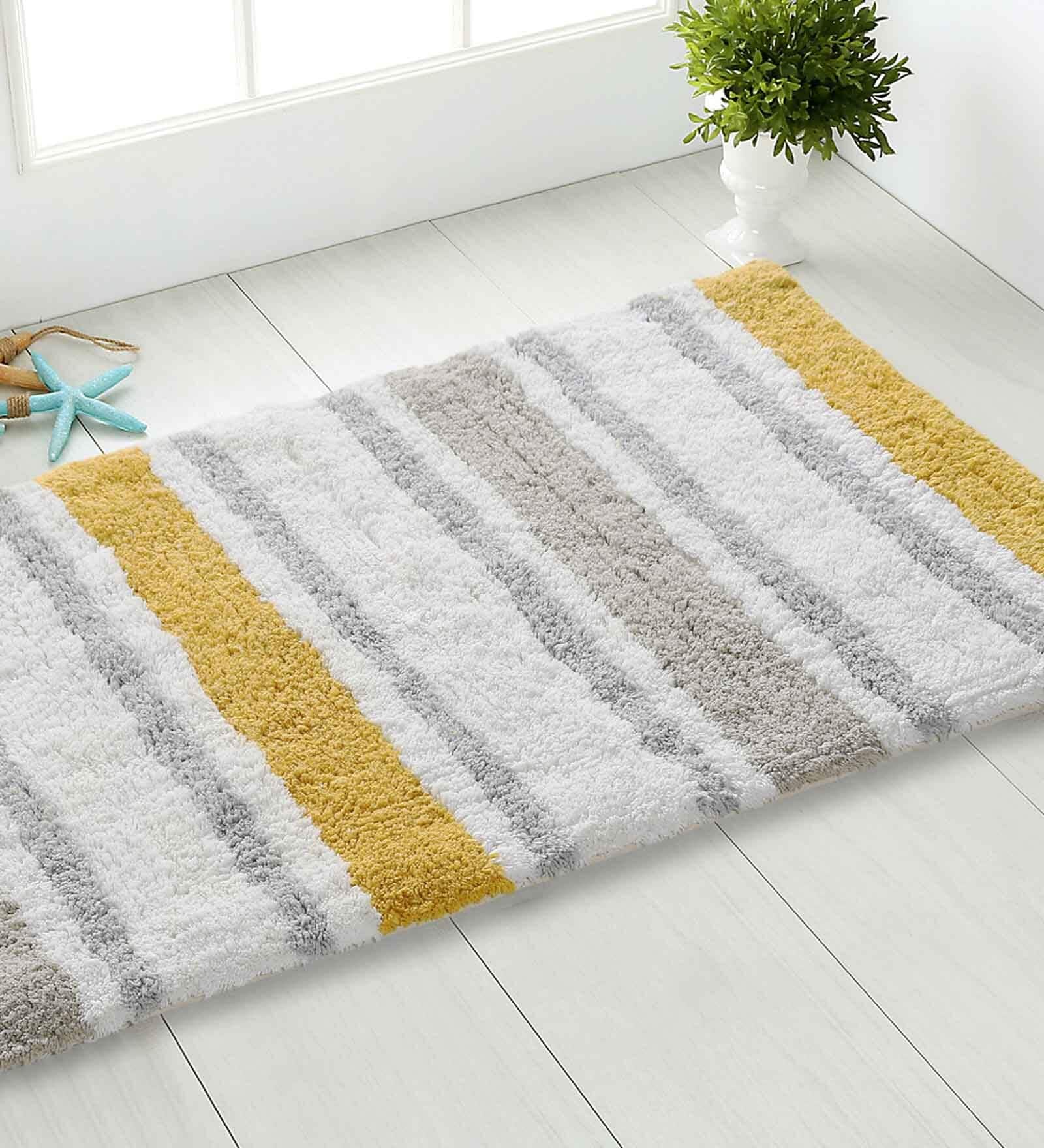Multicolor Stripe Cotton 31.5x20 Inches Max Absorbant Bath Mat