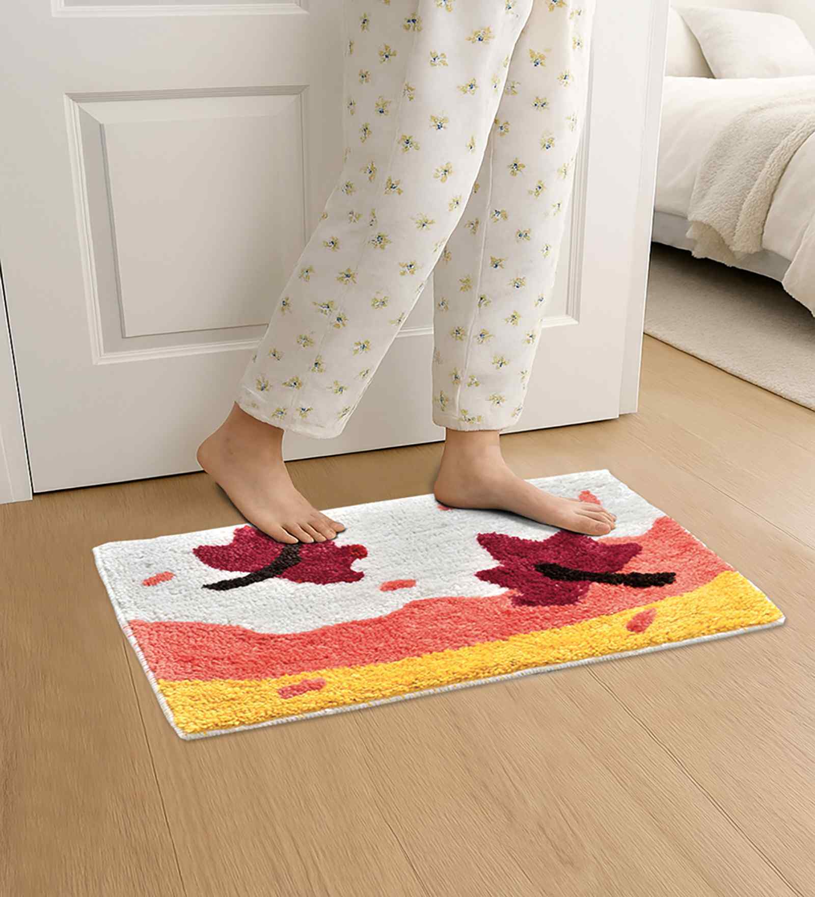 Multicolor Abstract Cotton Blend 24x16 Inches Anti Skid Door Mat