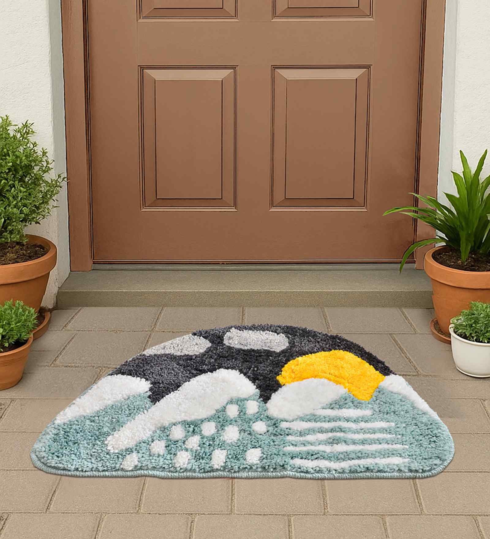 Multicolor Abstract Cotton Blend 24x16 Inches Anti Skid Door Mat