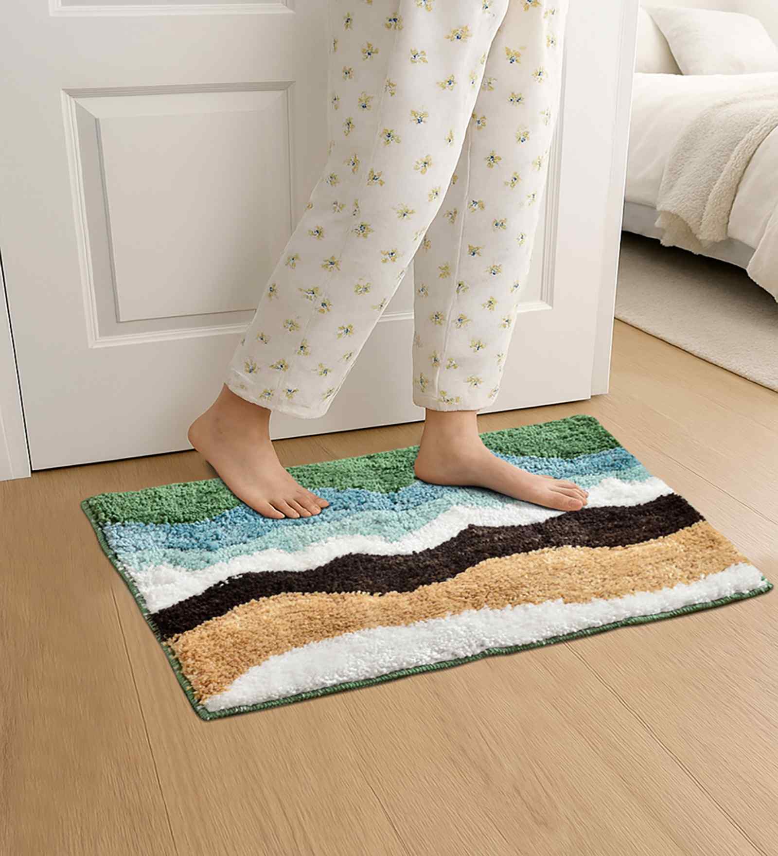 Multicolor Abstract Cotton Blend 24x16 Inches Anti Skid Door Mat