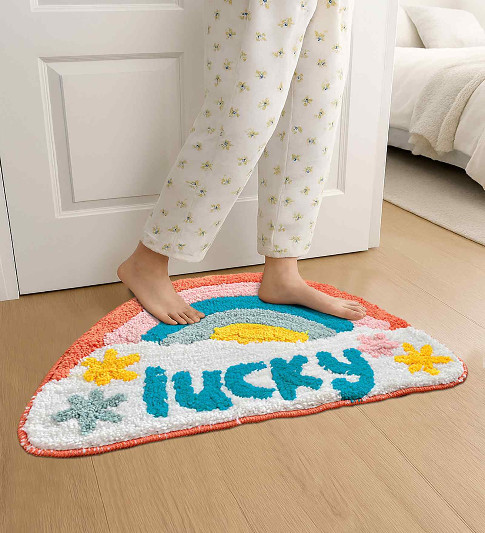 Multicolor Abstract Cotton Blend 24x16 Inches Anti Skid Door Mat