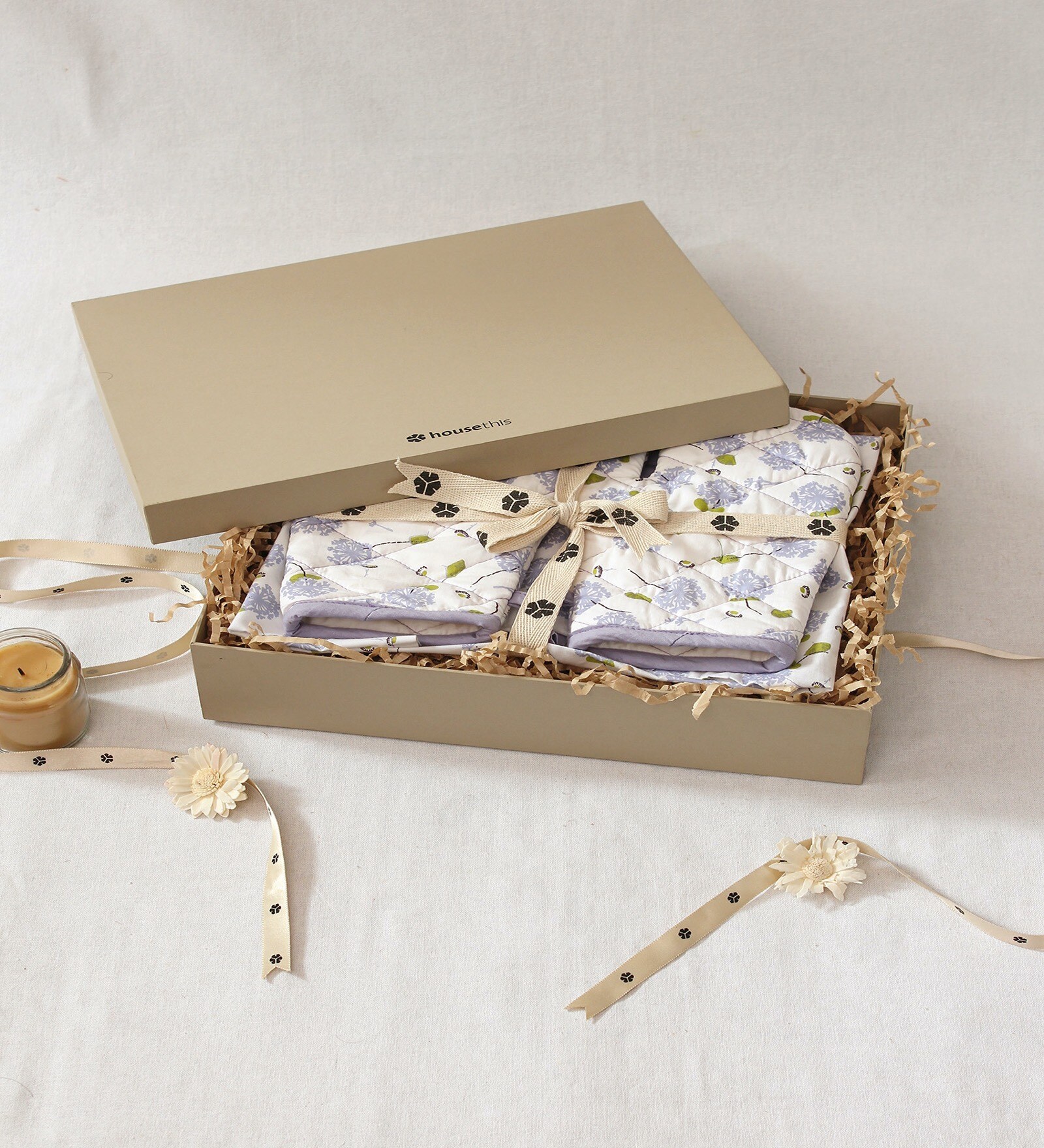 Multicolor Abstract Cotton Kitchen Linen Set