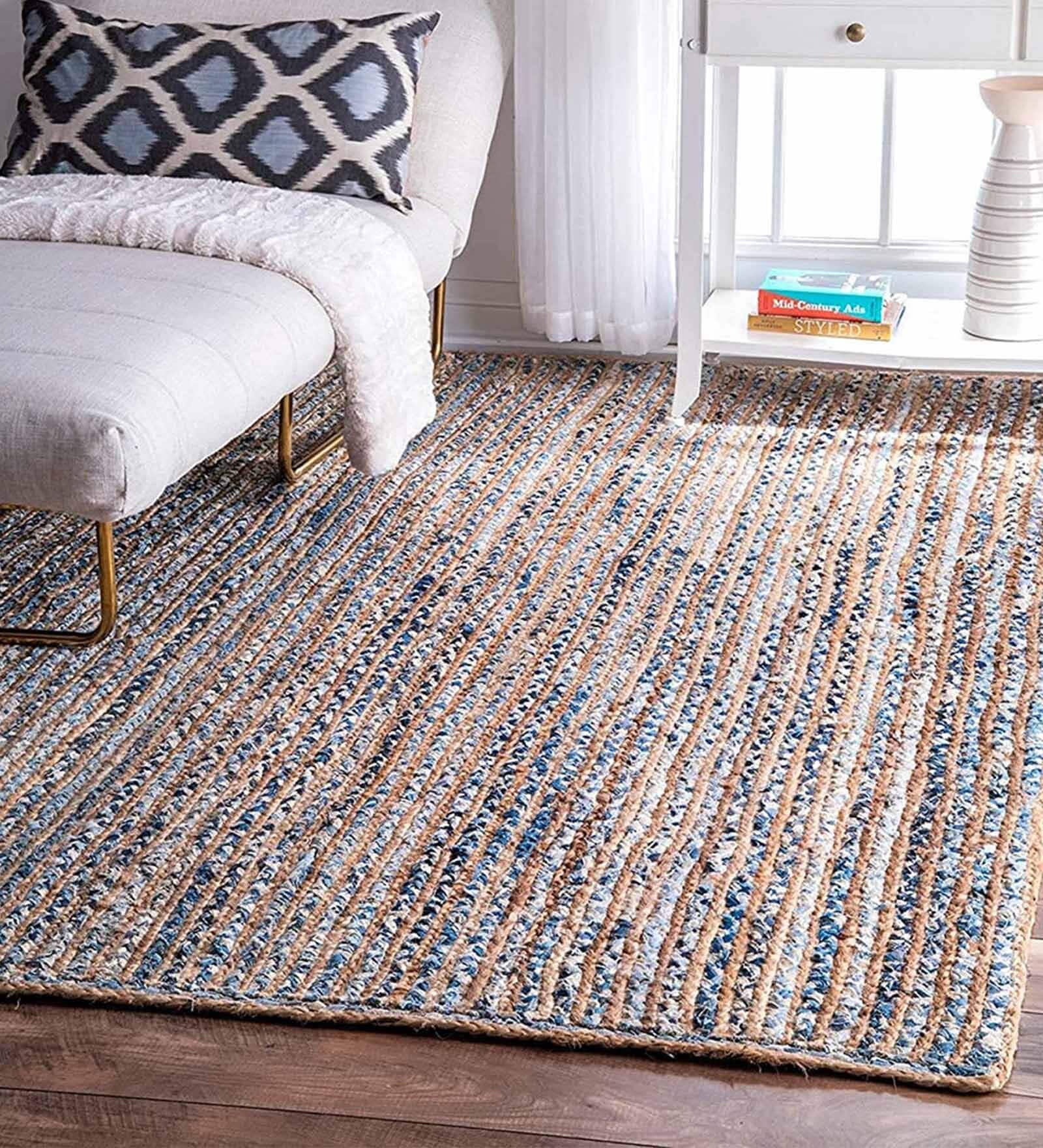 Multicolor Abstract Jute 5 ft x 7 ft Hand Woven Carpet
