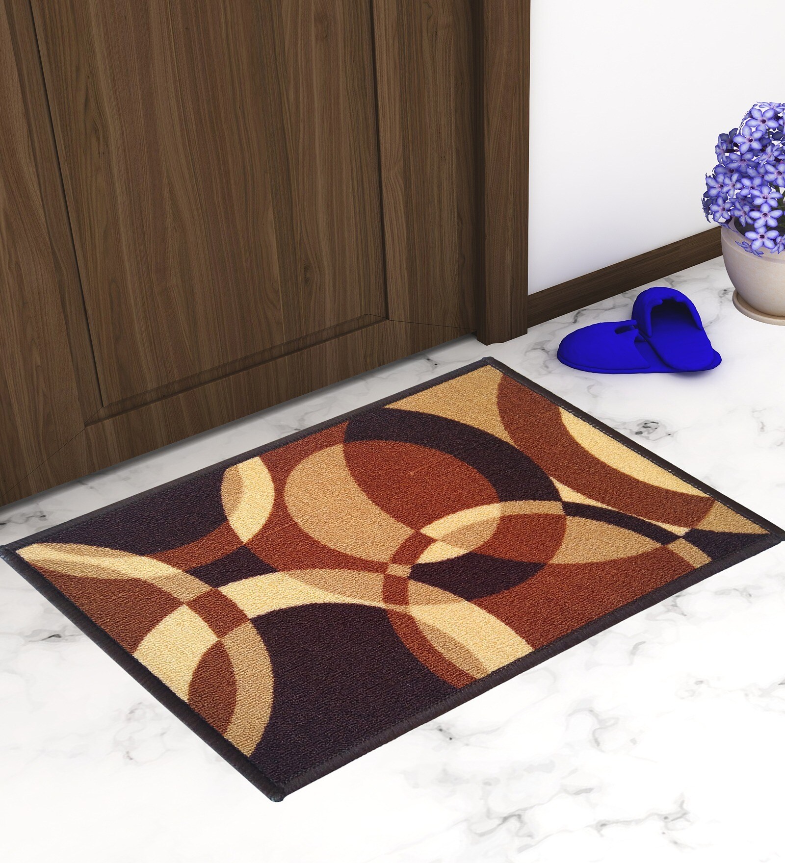 Multicolor Abstract Nylon 14x22 Inches AntiSkid 1 Door Mat