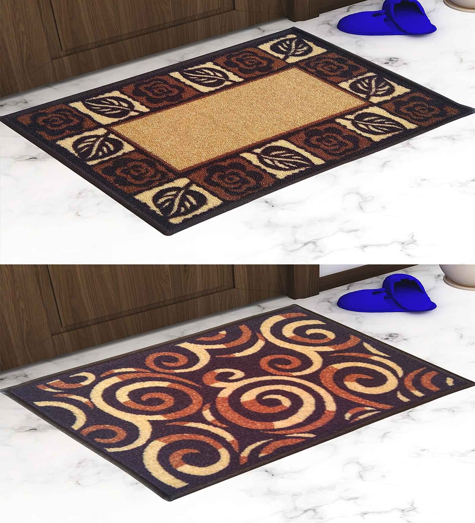 Multicolor Abstract Nylon 14x22 Inches AntiSkid 2 Door Mats
