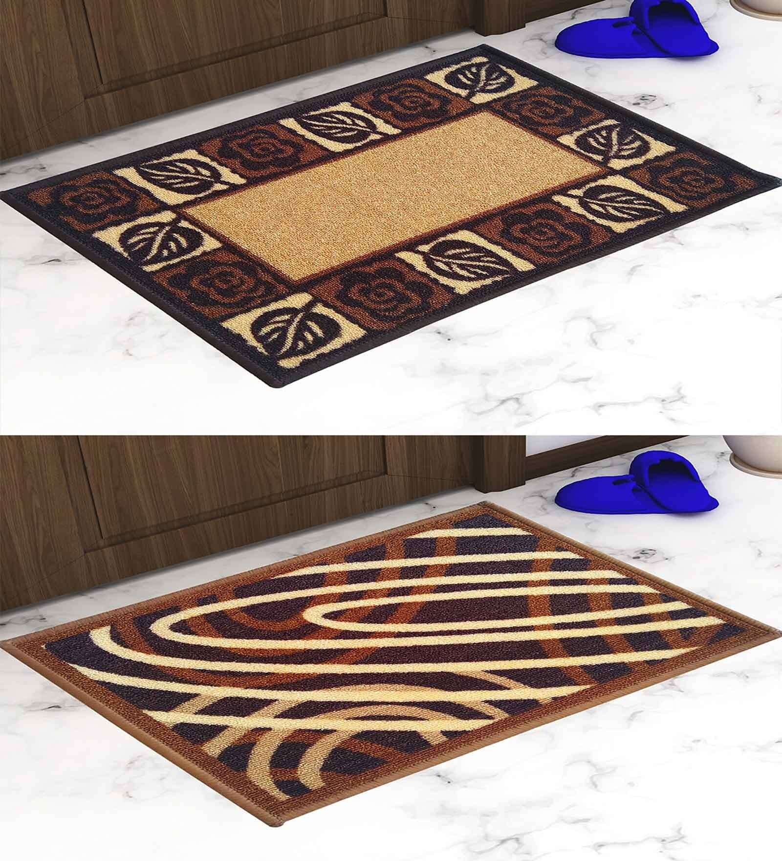 Multicolor Abstract Nylon 14x22 Inches AntiSkid 2 Door Mats