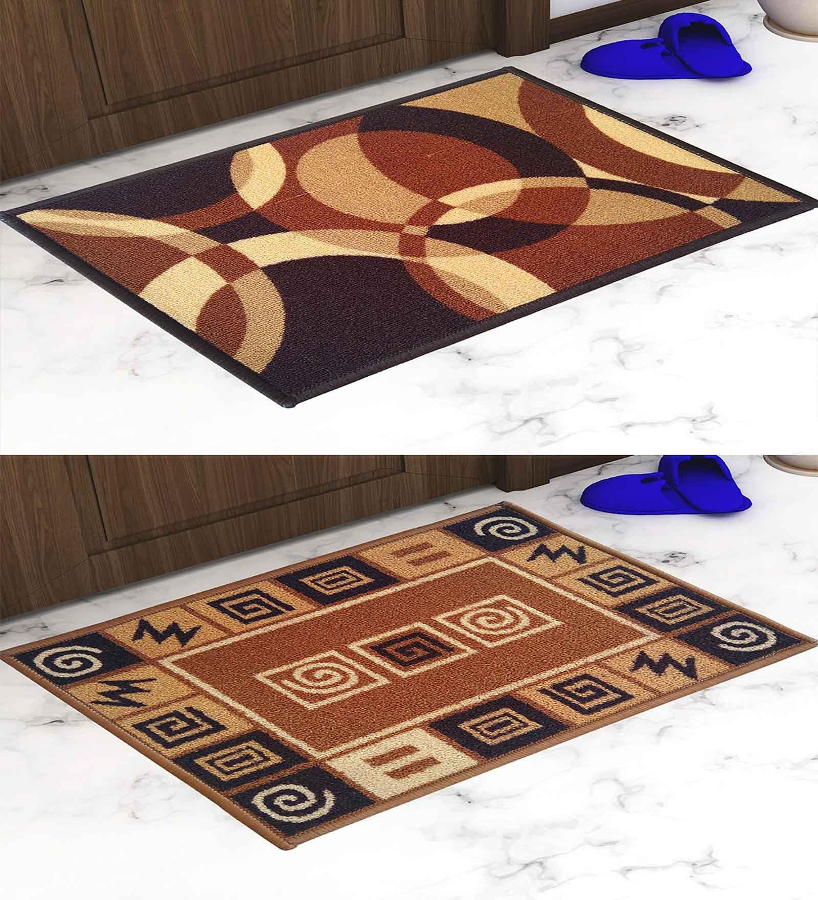 Multicolor Abstract Nylon 14x22 Inches AntiSkid 2 Door Mats