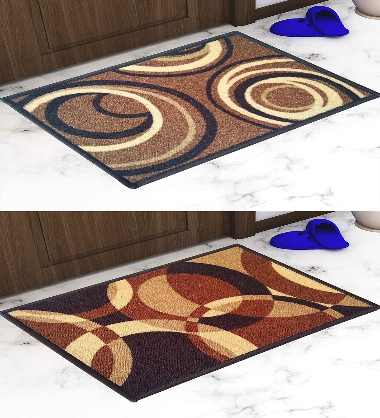 Multicolor Abstract Nylon 14x22 Inches AntiSkid 2 Door Mats