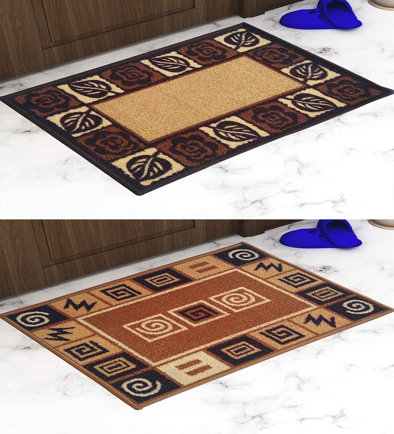 Multicolor Abstract Nylon 14x22 Inches AntiSkid 2 Door Mats