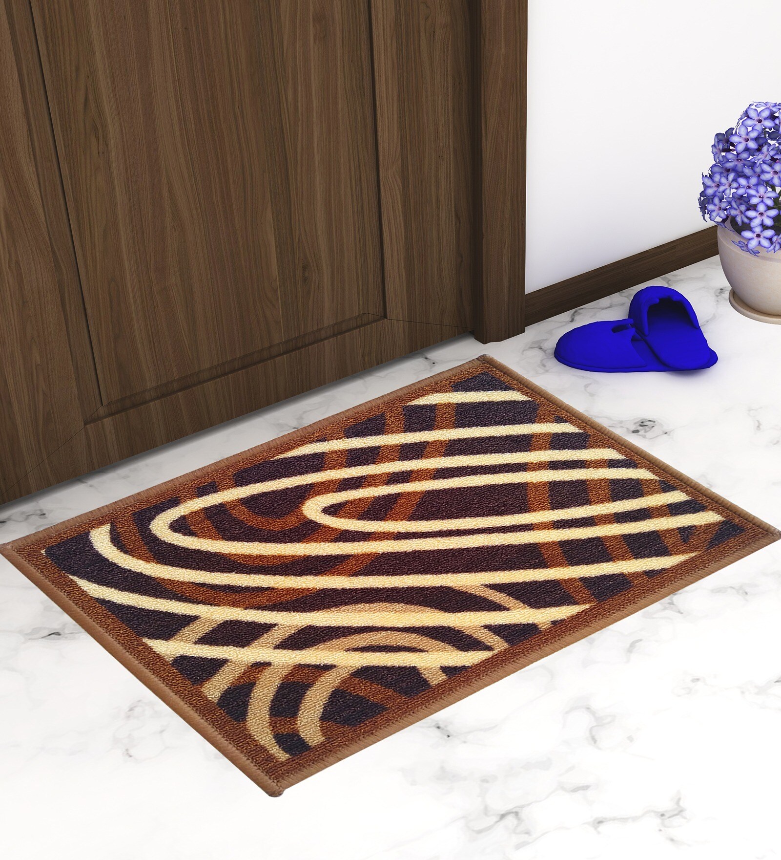 Multicolor Abstract Nylon 14x22 Inches AntiSkid 3 Door Mats