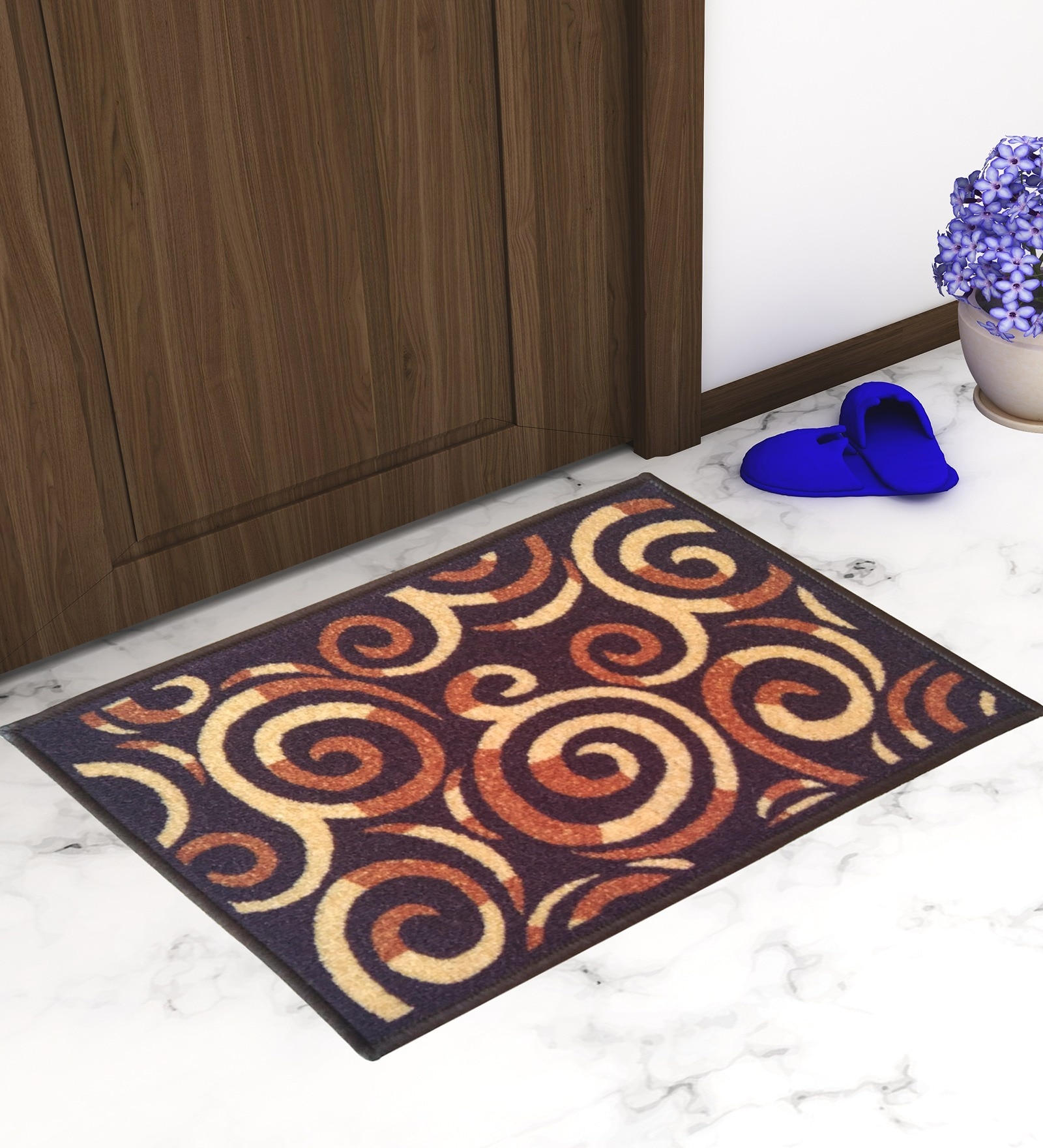 Multicolor Abstract Nylon 14x22 Inches AntiSkid 3 Door Mats