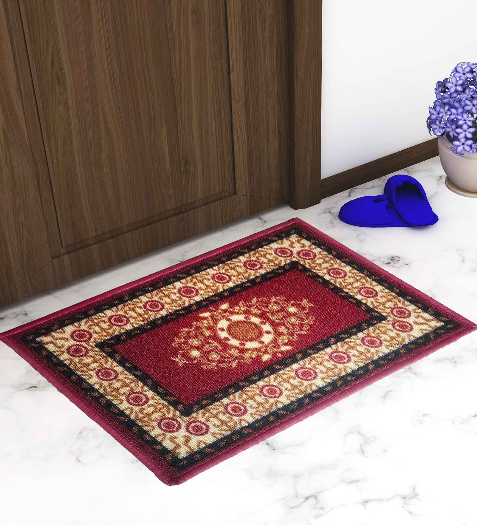 Multicolor Abstract Nylon 14x22 Inches AntiSkid 4 Door Mats