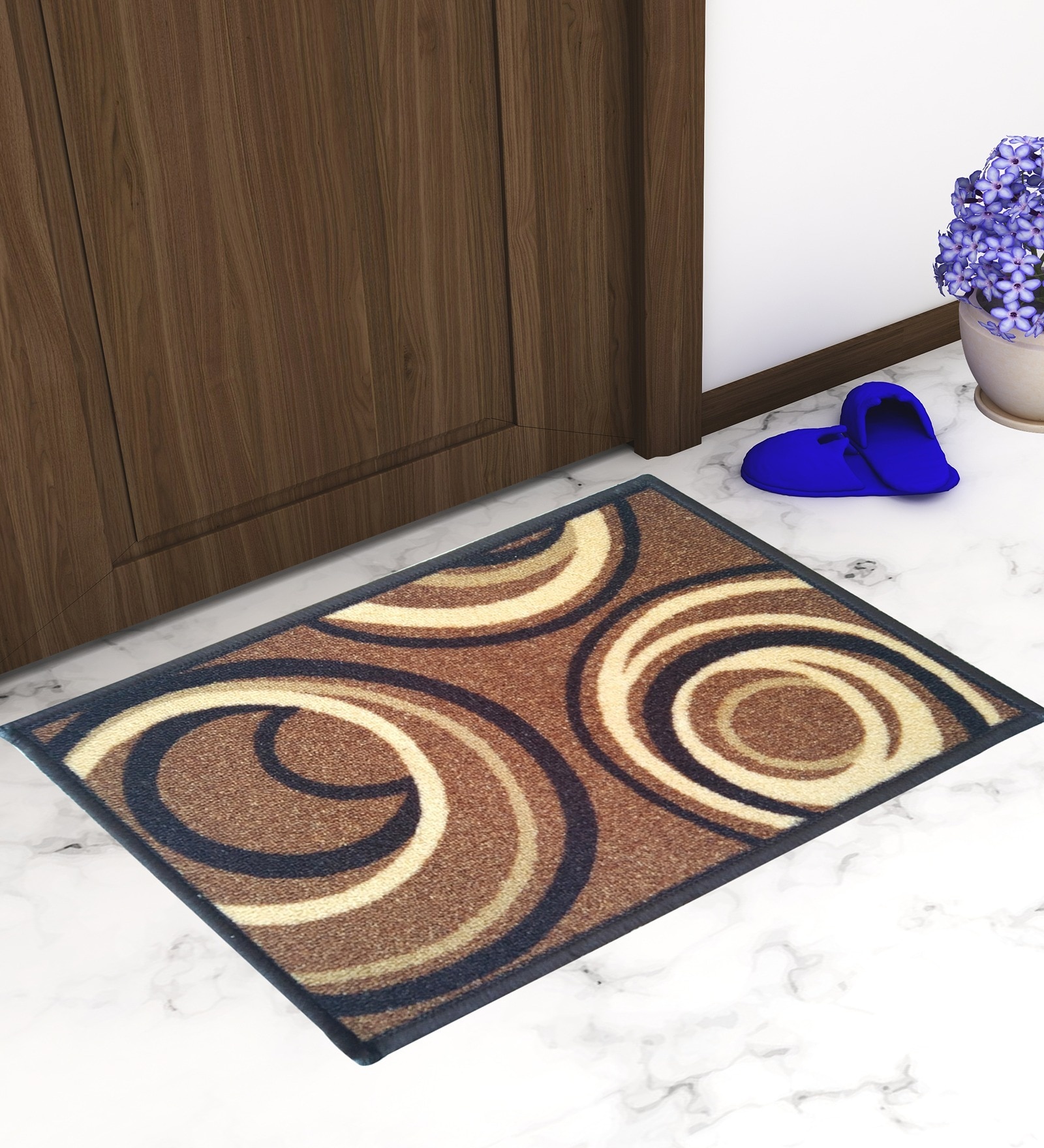 Multicolor Abstract Nylon 14x22 Inches AntiSkid 4 Door Mats