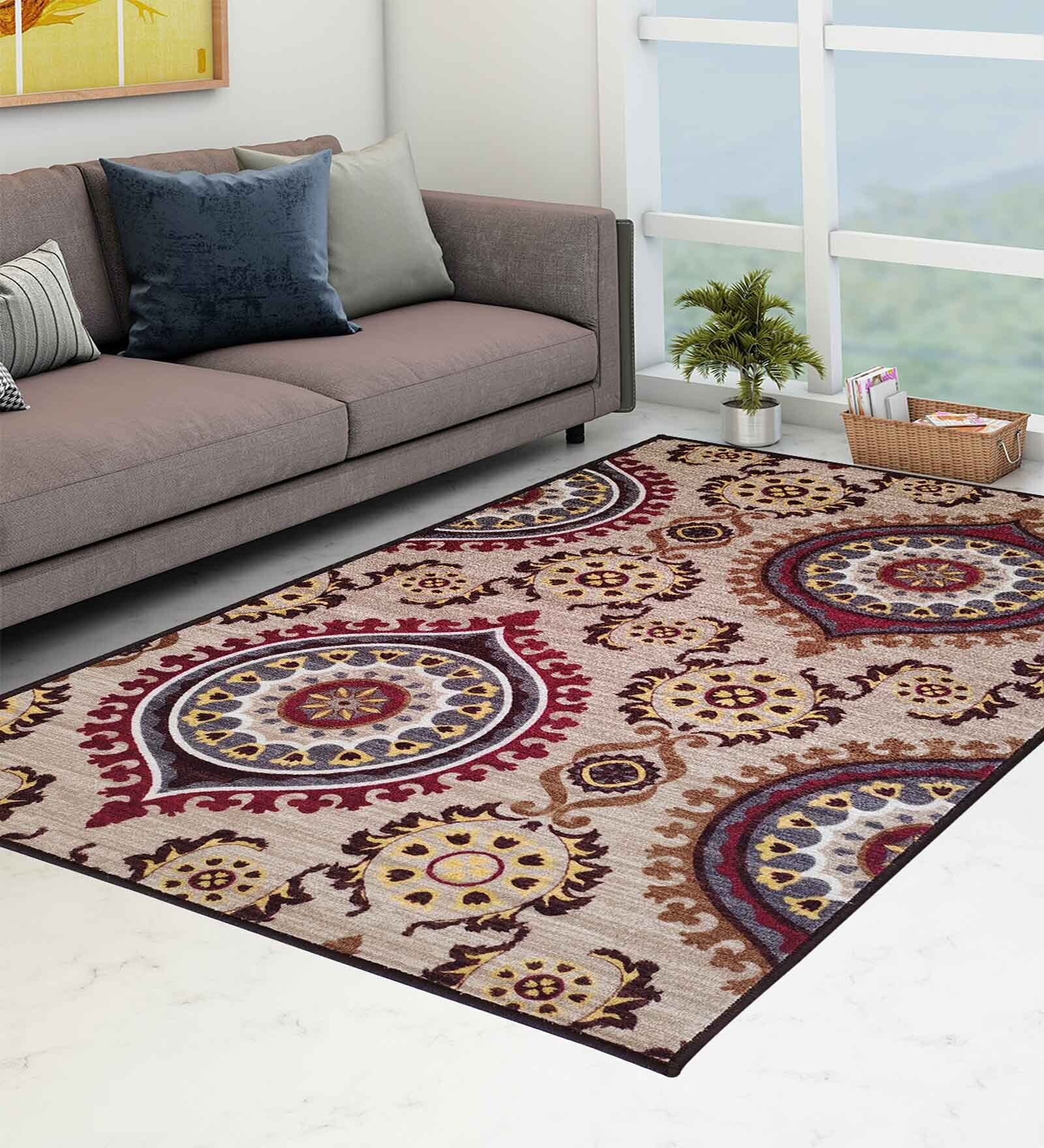 Multicolor Persian Nylon 3 x 5 Feet Machine Made Carpet