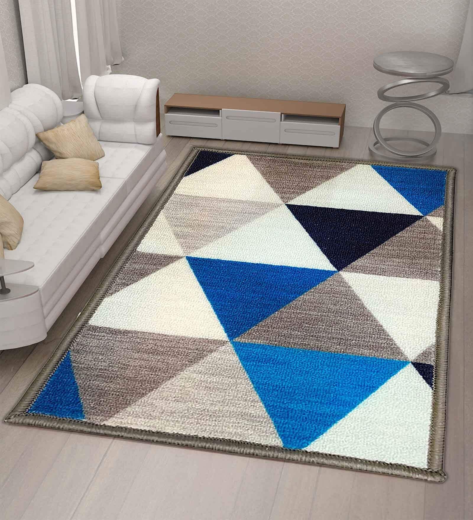 Multicolor Geometric Nylon 5 x 7 Feet Machine Made Carpet