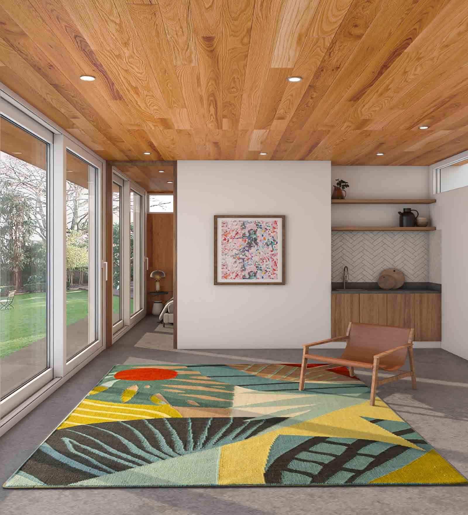 Multicolor Abstract Wool 5 ft X 8 ft Hand Woven Dhurrie