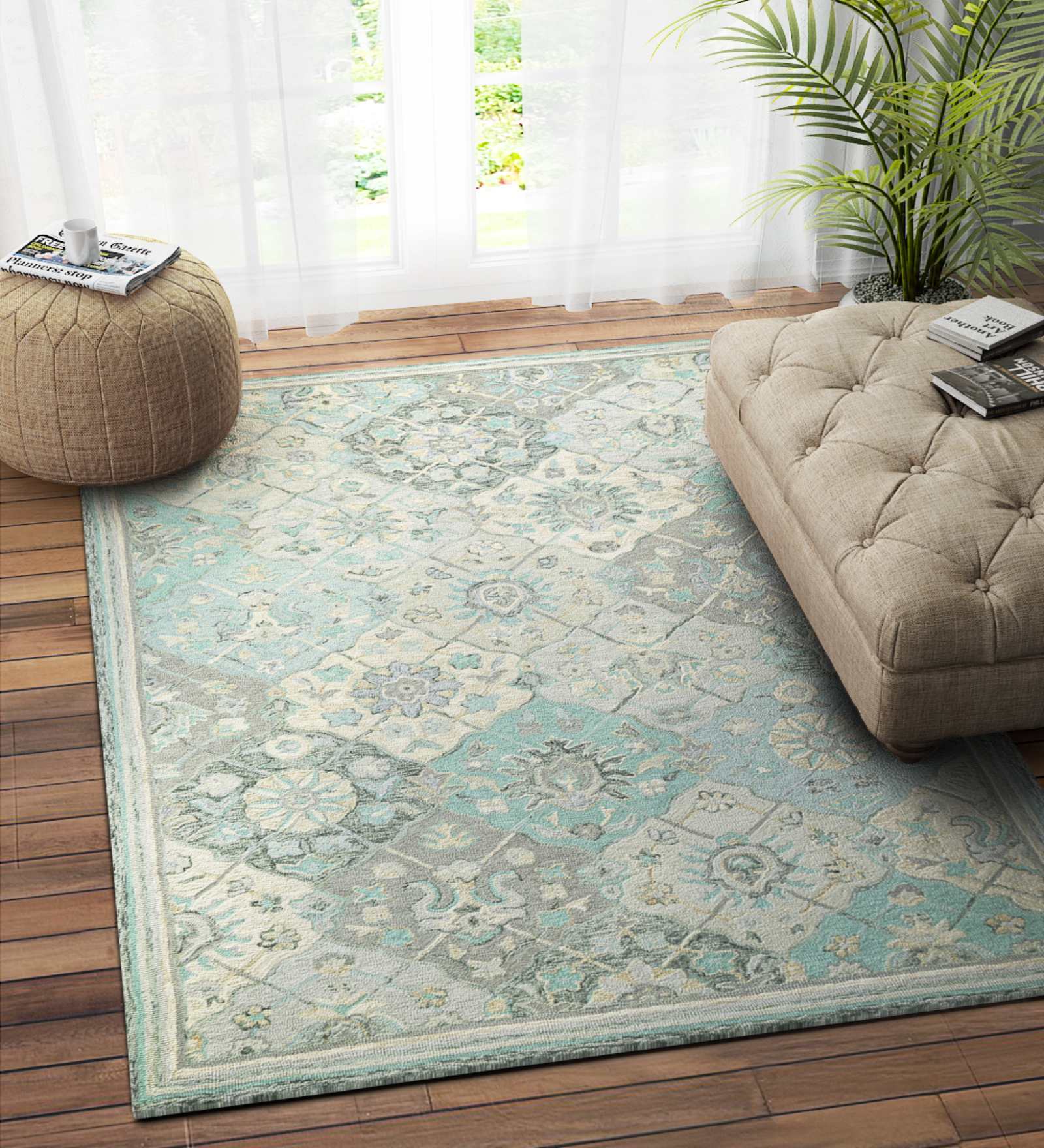 Multicolor Abstract Wool 5ft x 8 ft Hand Tufted Carpet