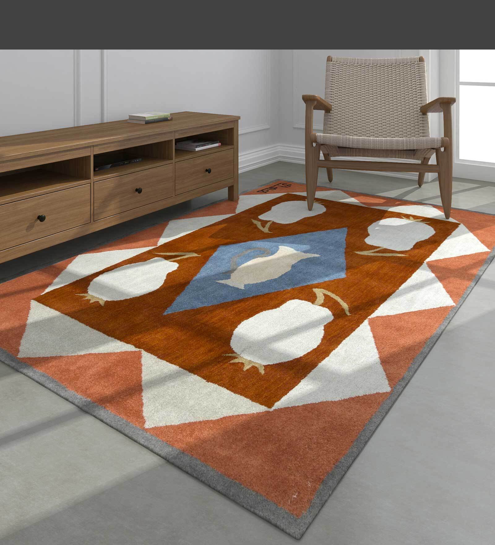 Multicolor Abstract Wool 6 X 9 ft Hand Tufted Carpet