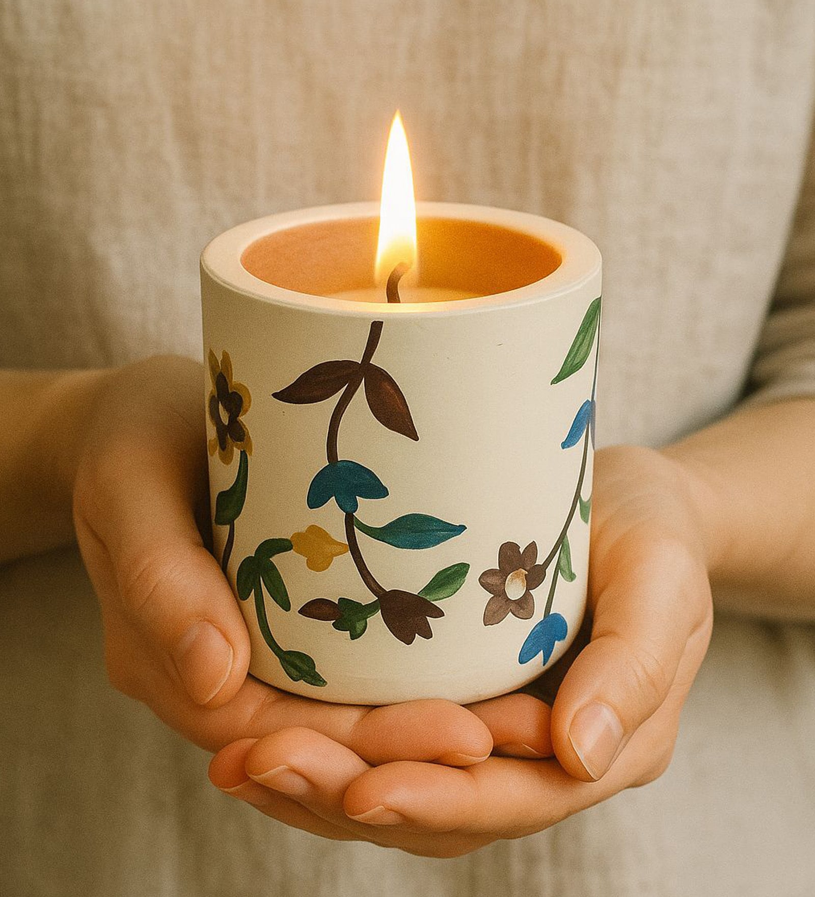 Multicolor Bej Base Clay Jar