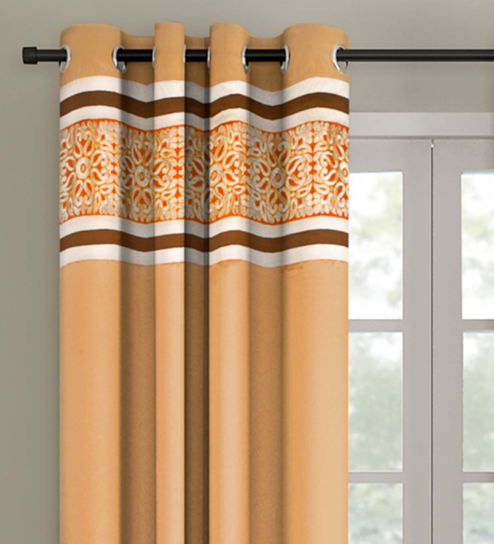 Multicolor Blackout Polyester 5 Feet Window Eyelet Curtain