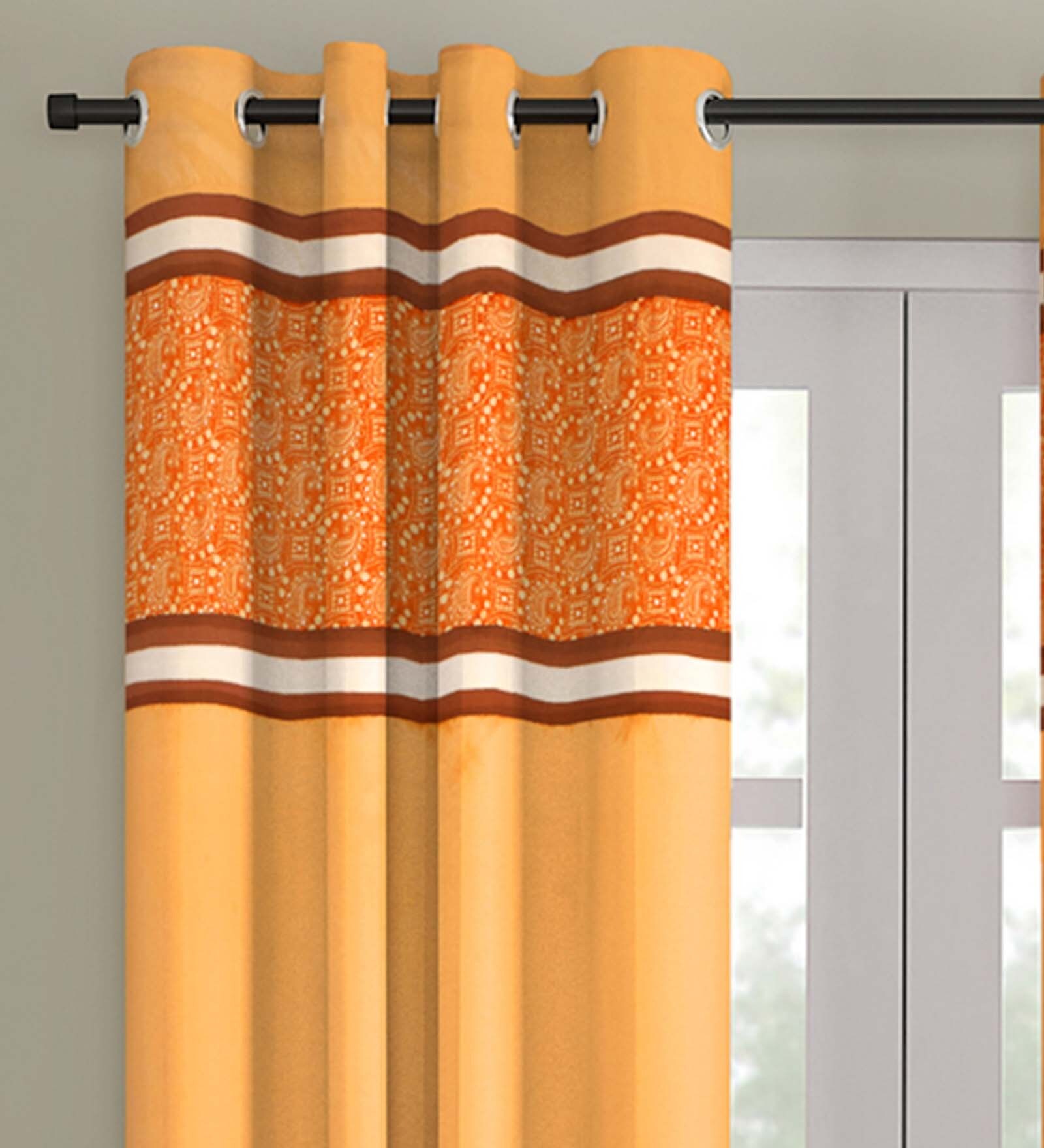 Multicolor Blackout Polyester 9 Feet Long Door Eyelet Curtain