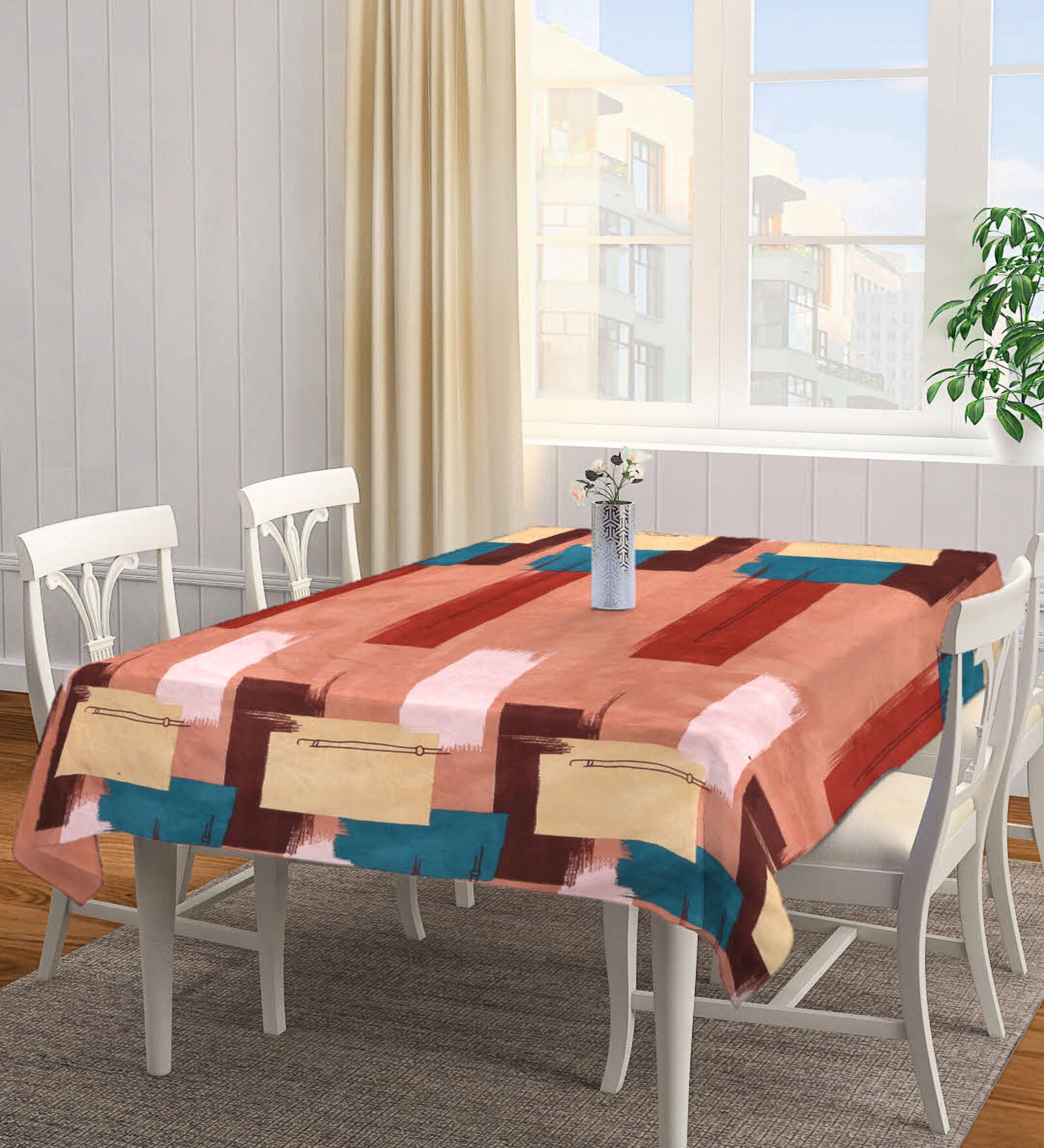 Multicolor Blended Cotton Abstract 72x52 Inches Table linen