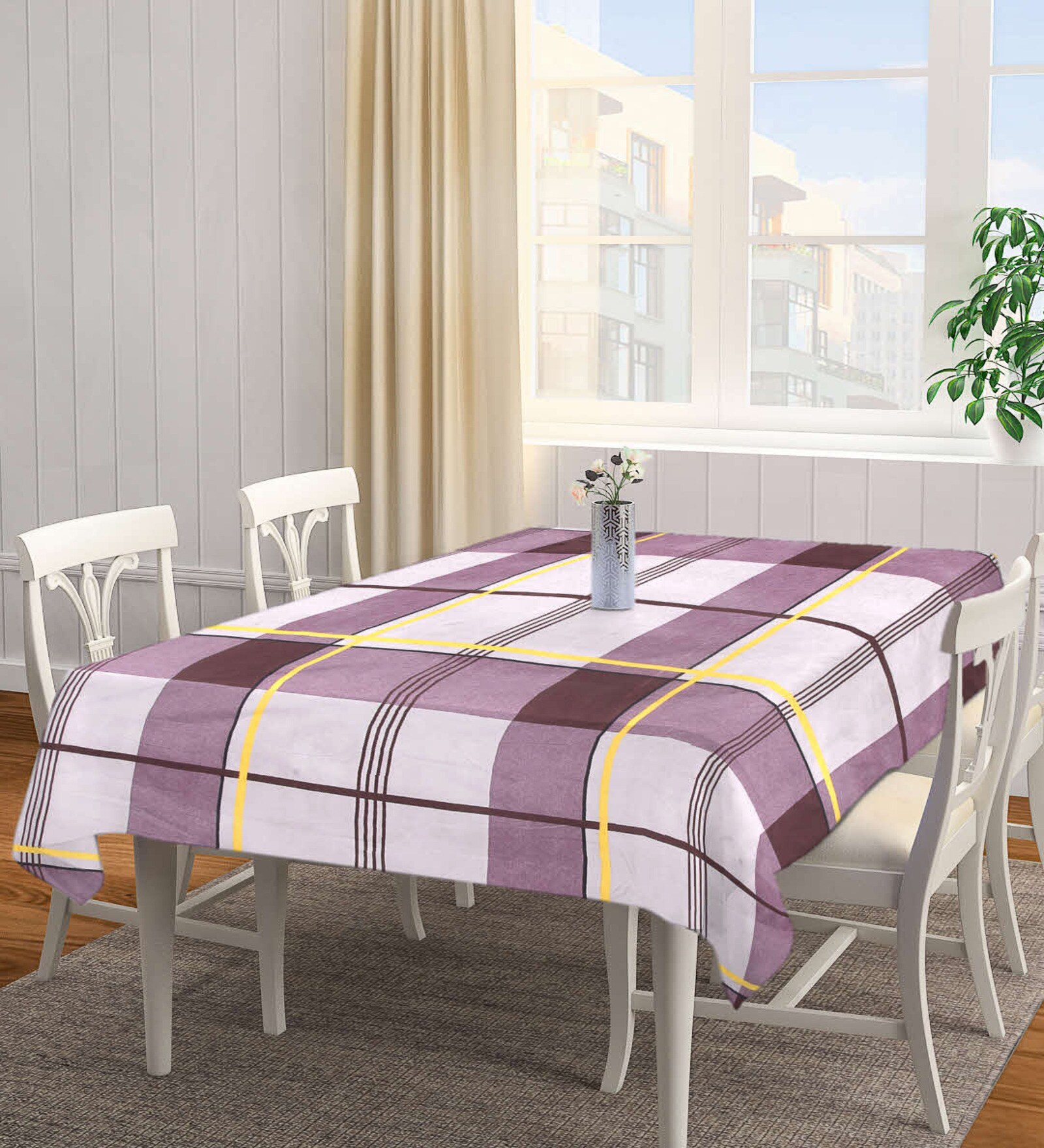Multicolor Blended Cotton Geometric 86x60 Inches Table linen