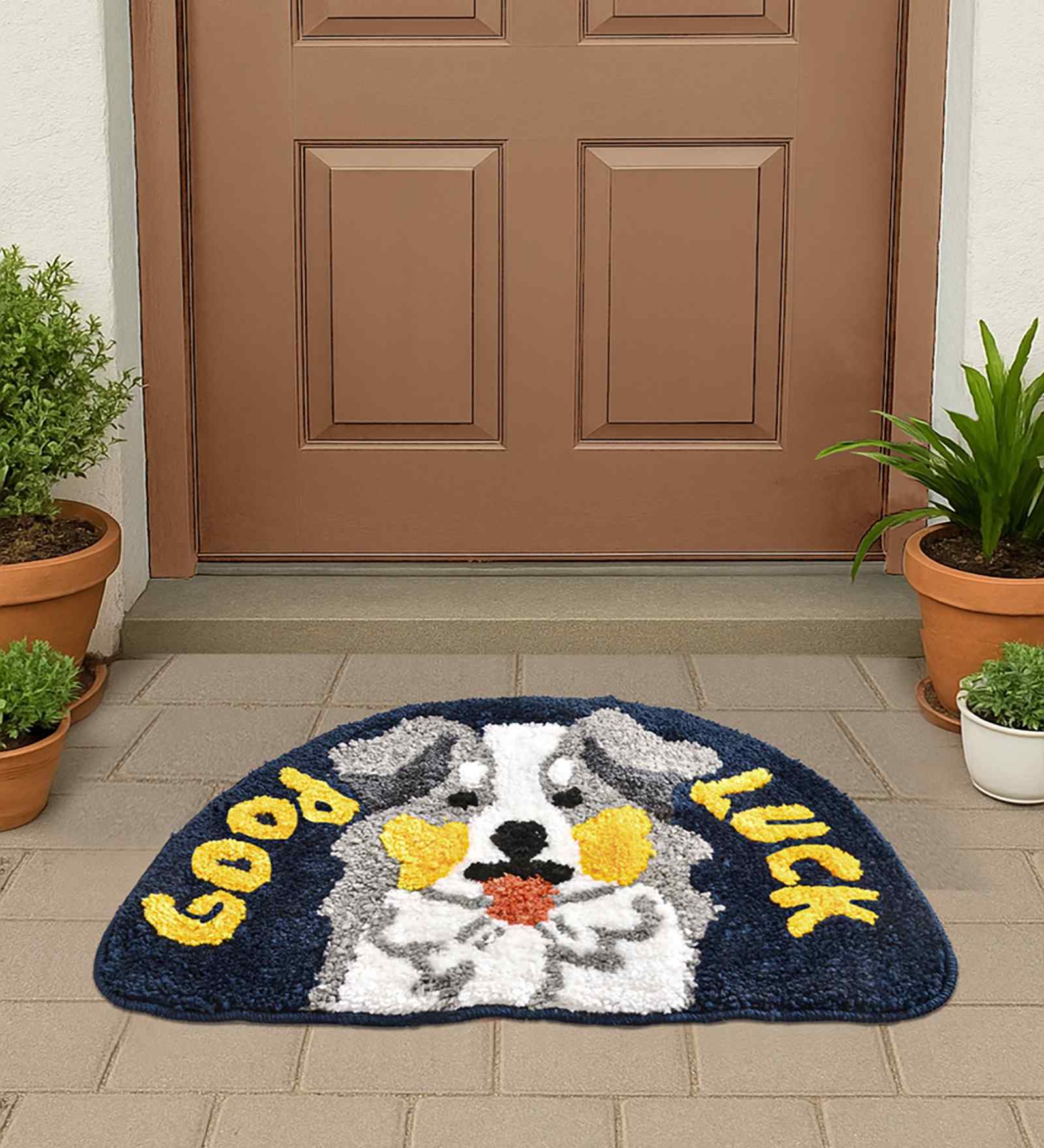 Multicolor Cartoon Character Cotton Blend 24x16 Inches Anti Skid Door Mat