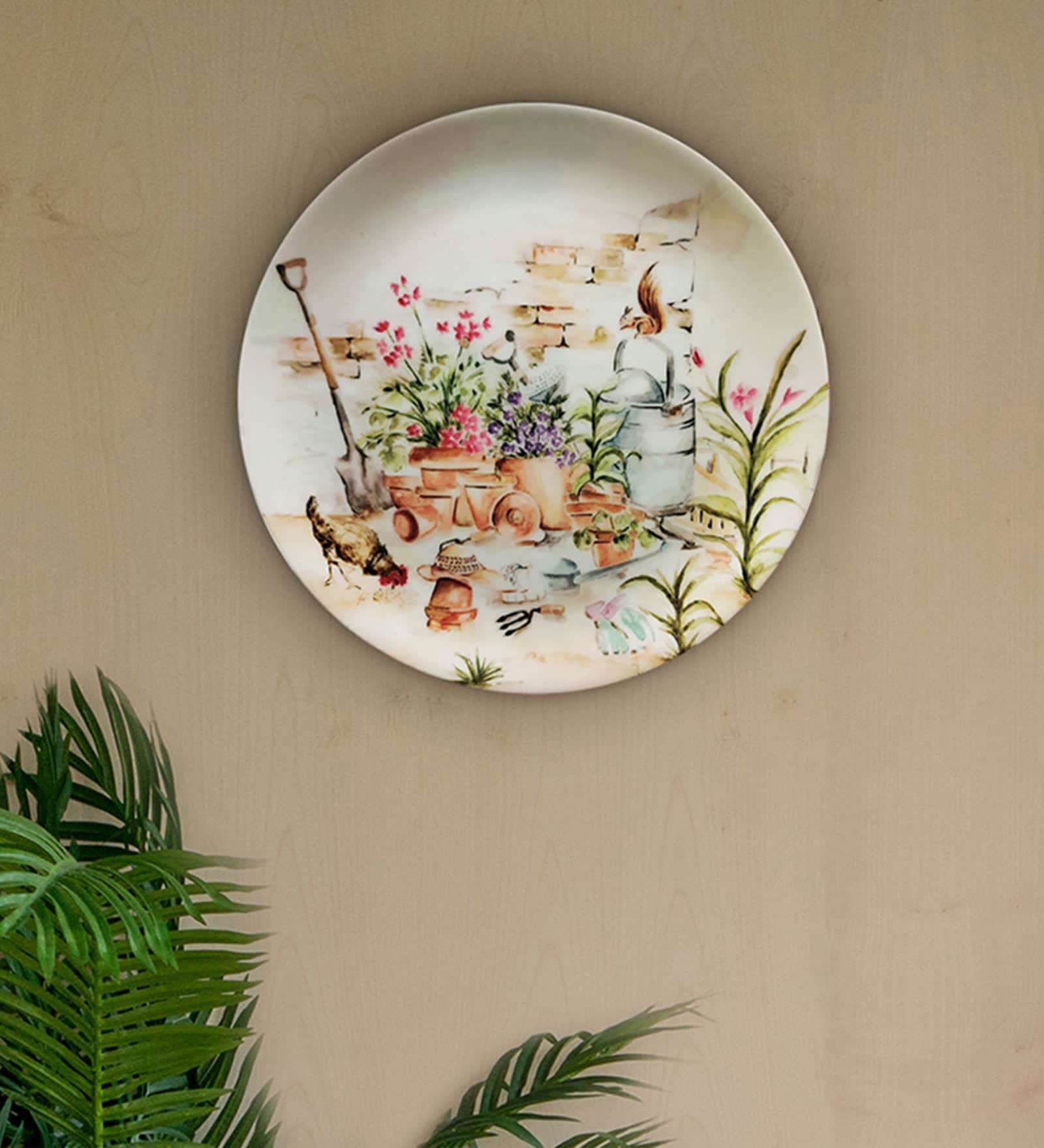 Multicolor Ceramic English Garden Decorative Wall Plate