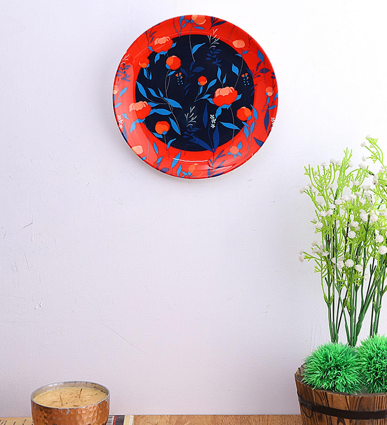 Multicolor Ceramic Ware Floral Decorative Plate