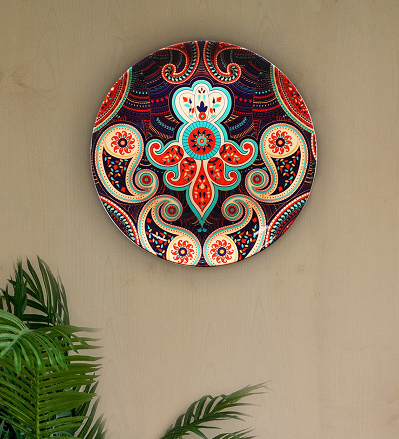 Multicolor Ceramic Yucca Majestic Paisley Decorative Wall Plate