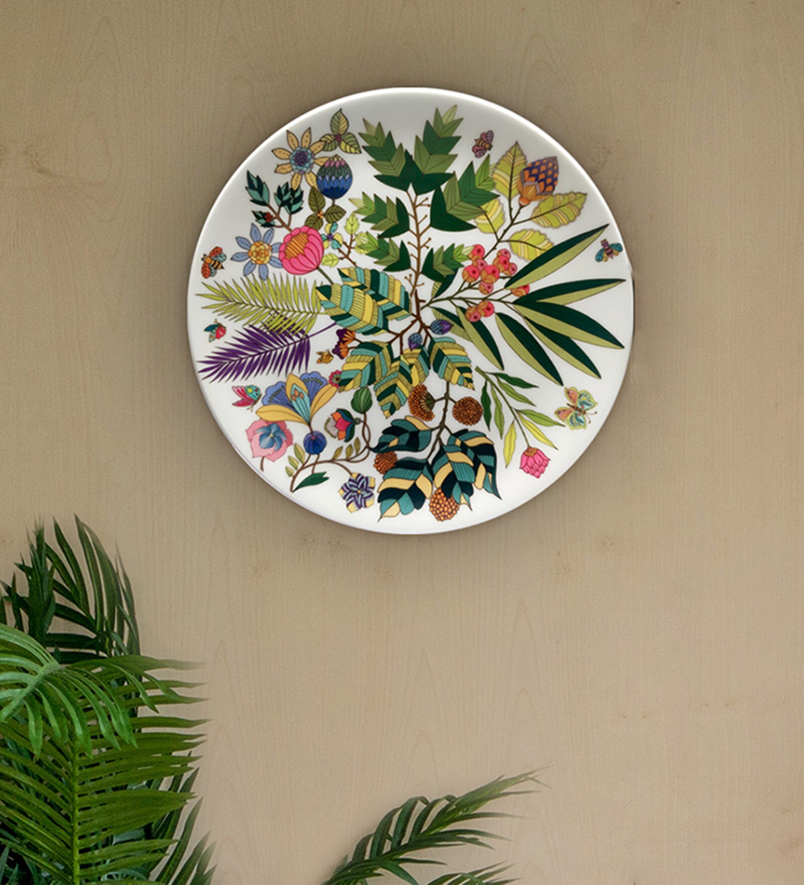 Multicolor Ceramic The Vibrant Bliss Decorative Wall Plate