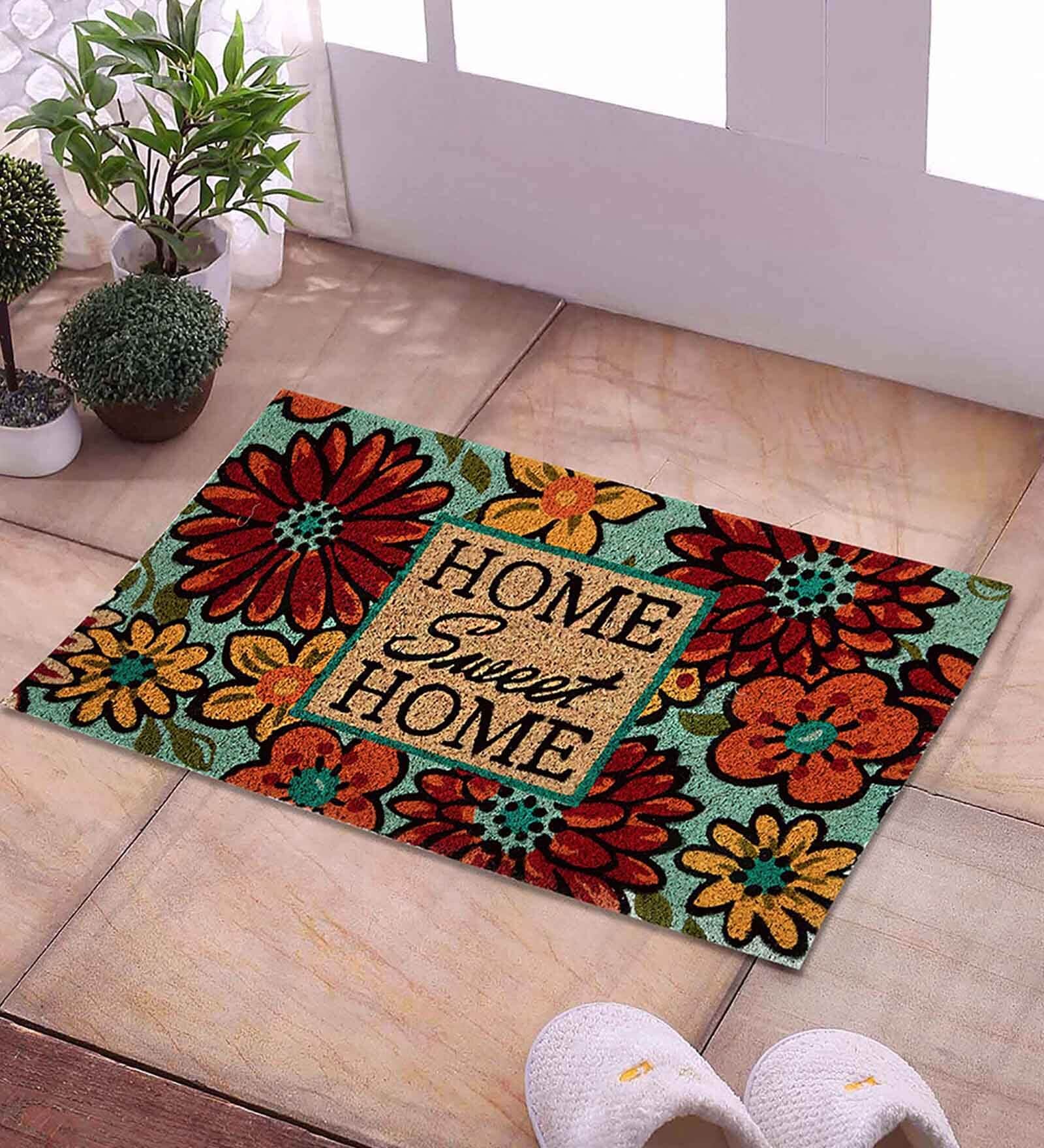 Multicolor Slogan Coir 14 x 24 Inches Anti Skid Door Mat